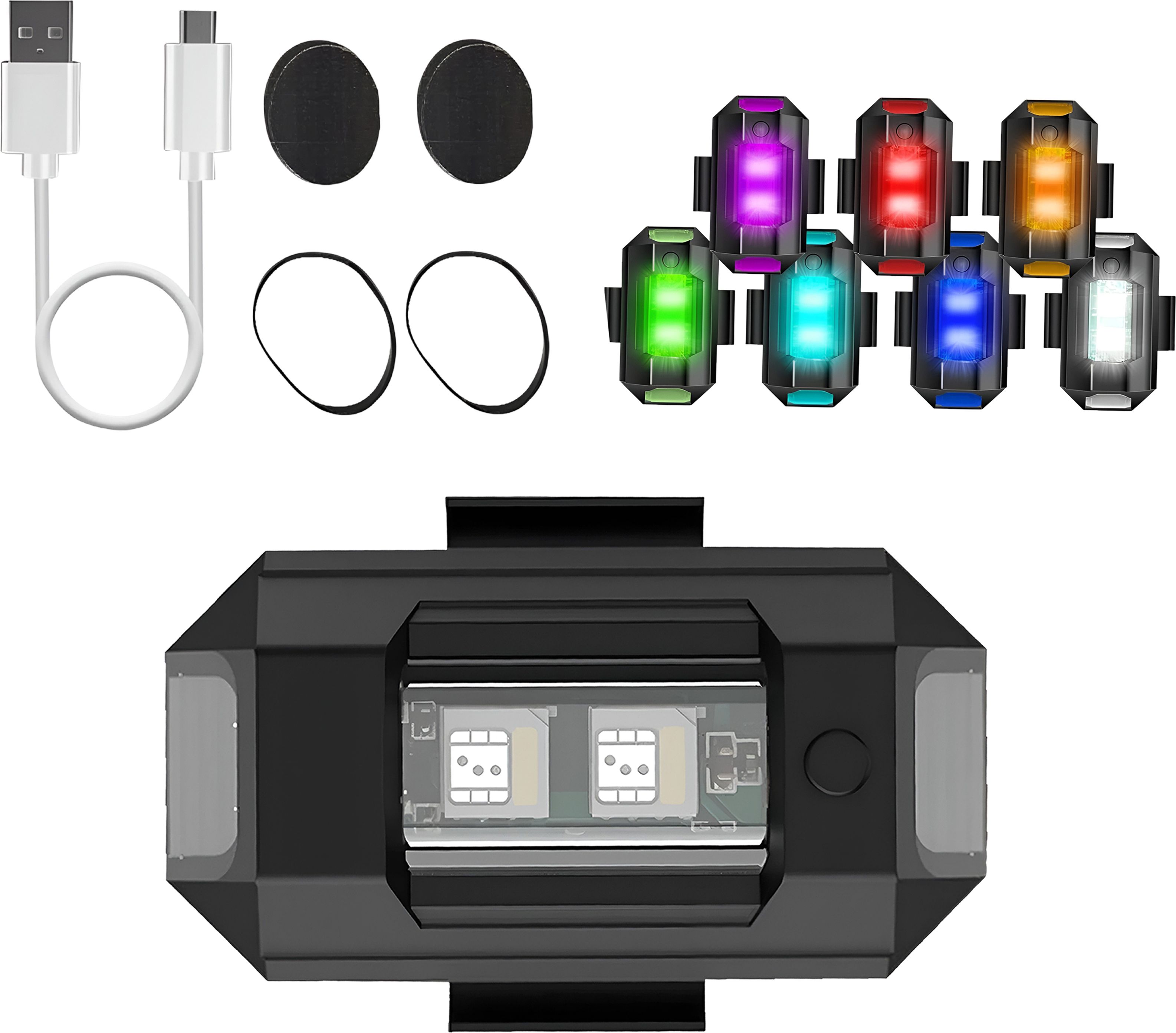 razaiq USB Rechargeable LED Strobe Light 7 Color Waterproof Warning Signal Lamp LED Front Rear Light Combo-picture-30