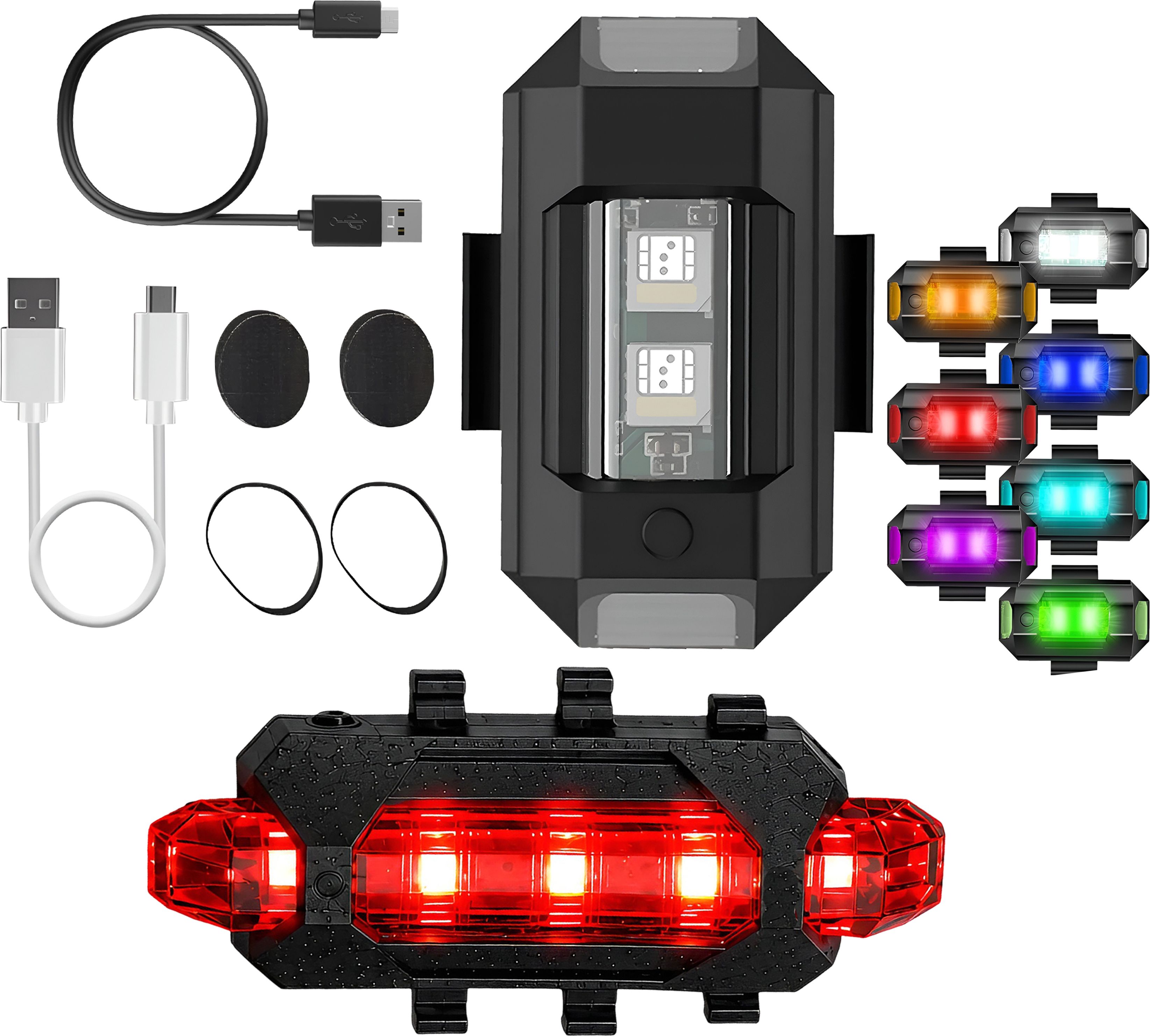 razaiq Airplane LED Warning Blinker with USB Rechargeable Red Bicycle Tail Light LED Front Rear Light Combo-picture-44
