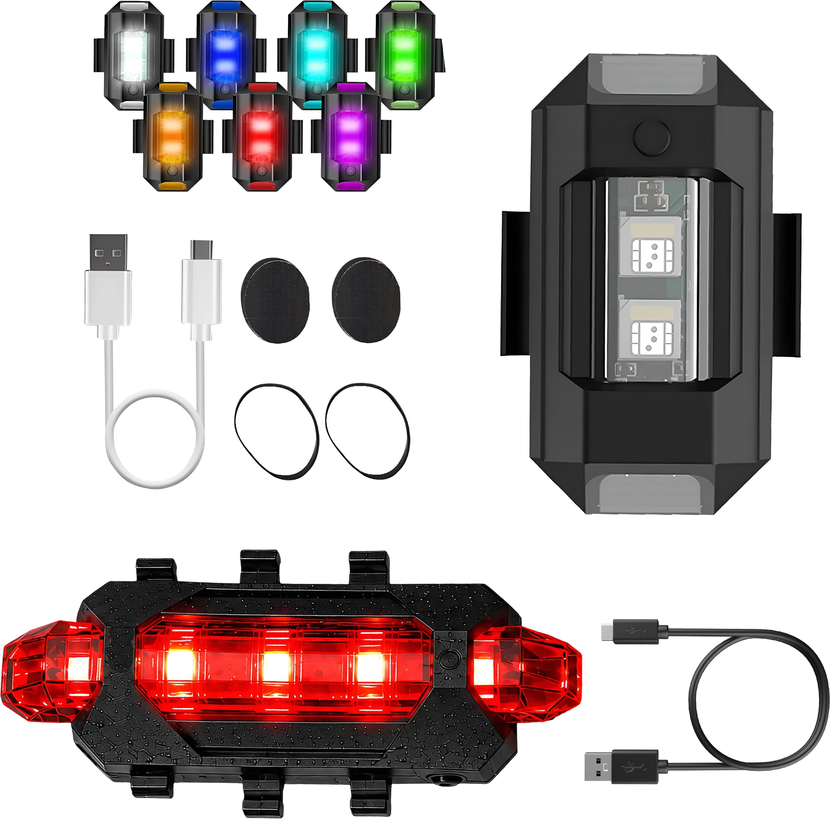 razaiq Aluminum Airplane LED Light with USB Rechargeable Bicycle Tail Lamp Set LED Front Rear Light Combo-picture-6