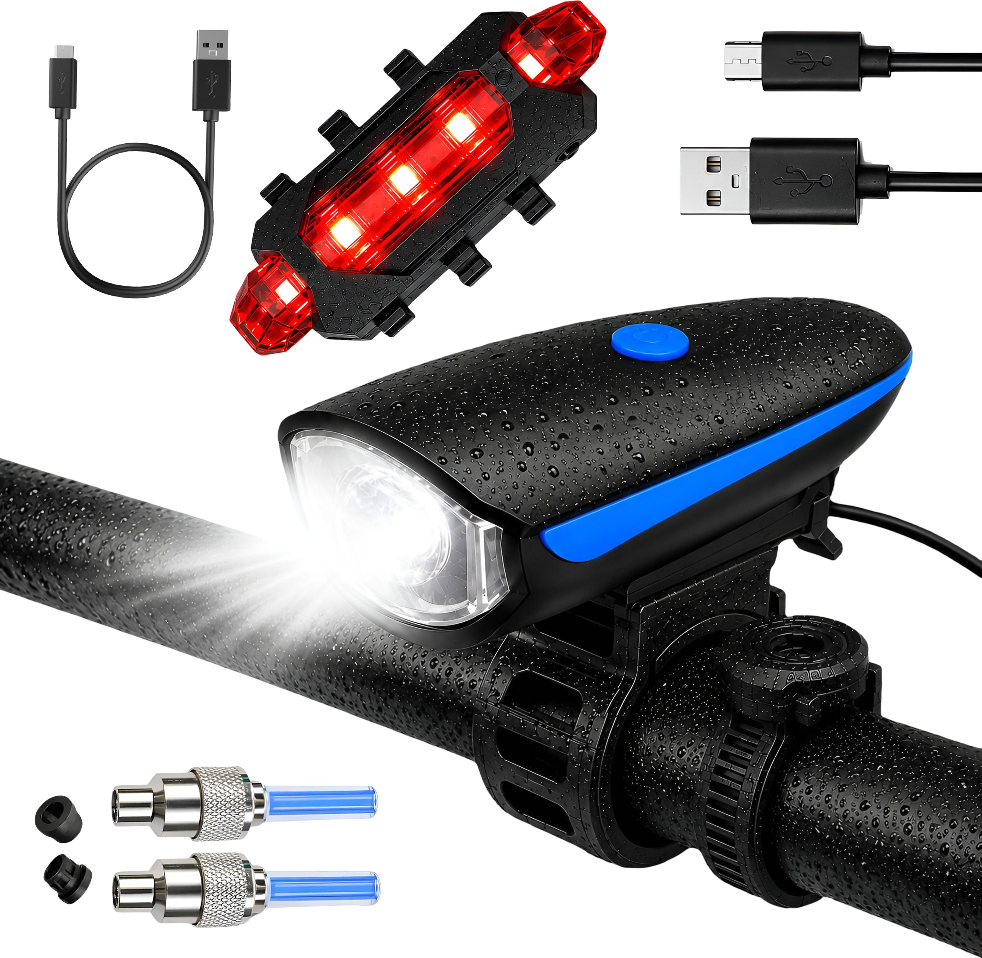 razaiq Bicycle LED Light Kit with Front Tail & Wheel Valve Lights for Night Ride LED Front Rear Light Combo-picture-17
