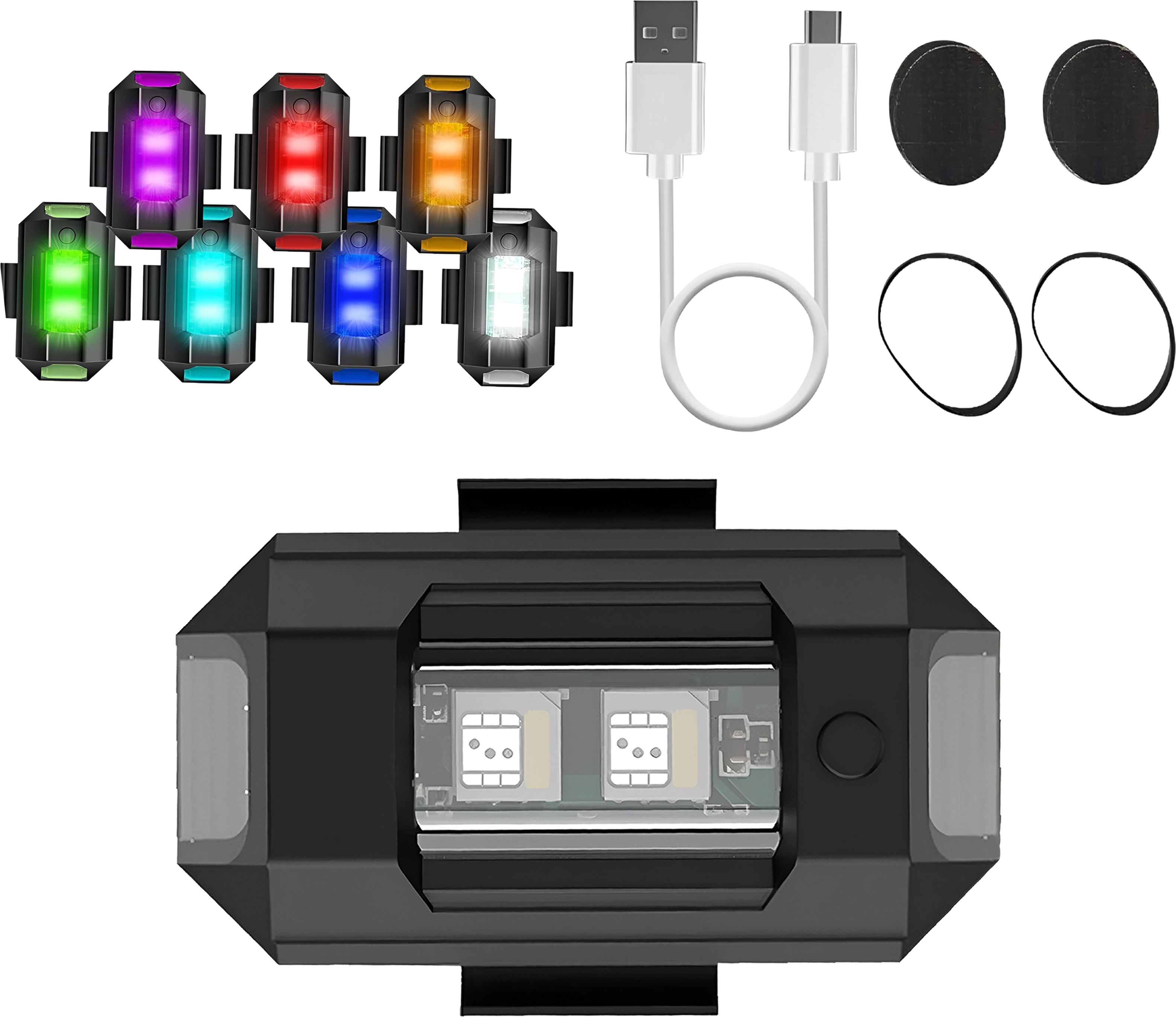 7 Color Airplane LED Blinker Light Waterproof Rechargeable Safety Signal LED Front Rear Light Combo-image-39