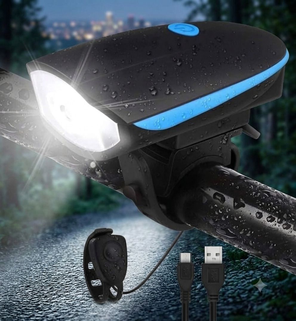 Rechargeable LED Cycle Light with Horn & USB Cable LED Front Light-image-37