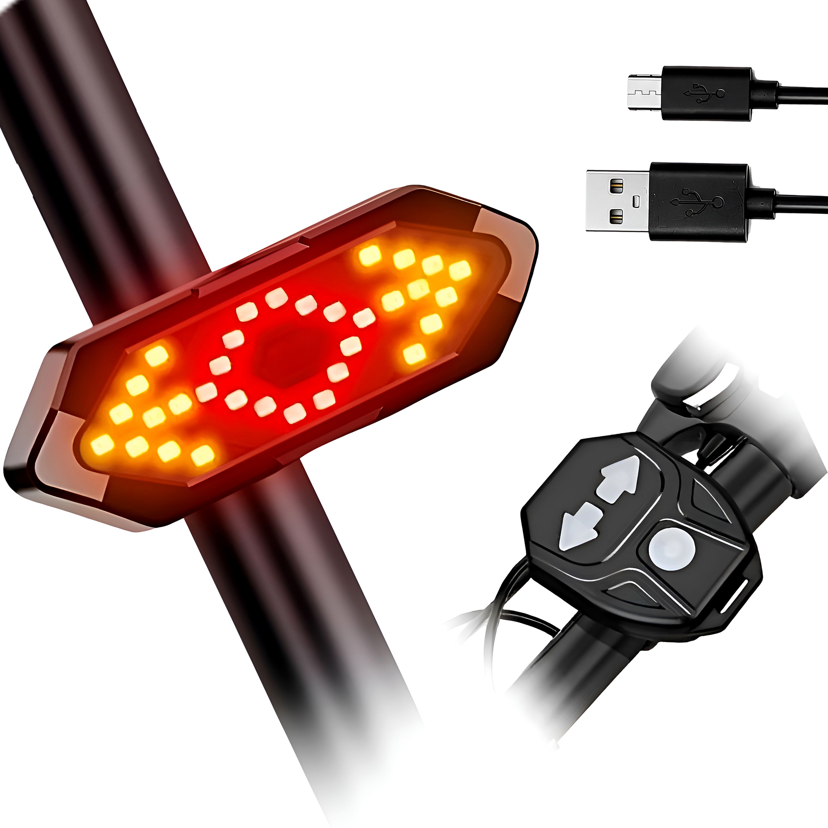 USB Rechargeable Cycle Tail Light with Remote Turn Signal Waterproof LED Lamp LED Rear Break Light-image-19
