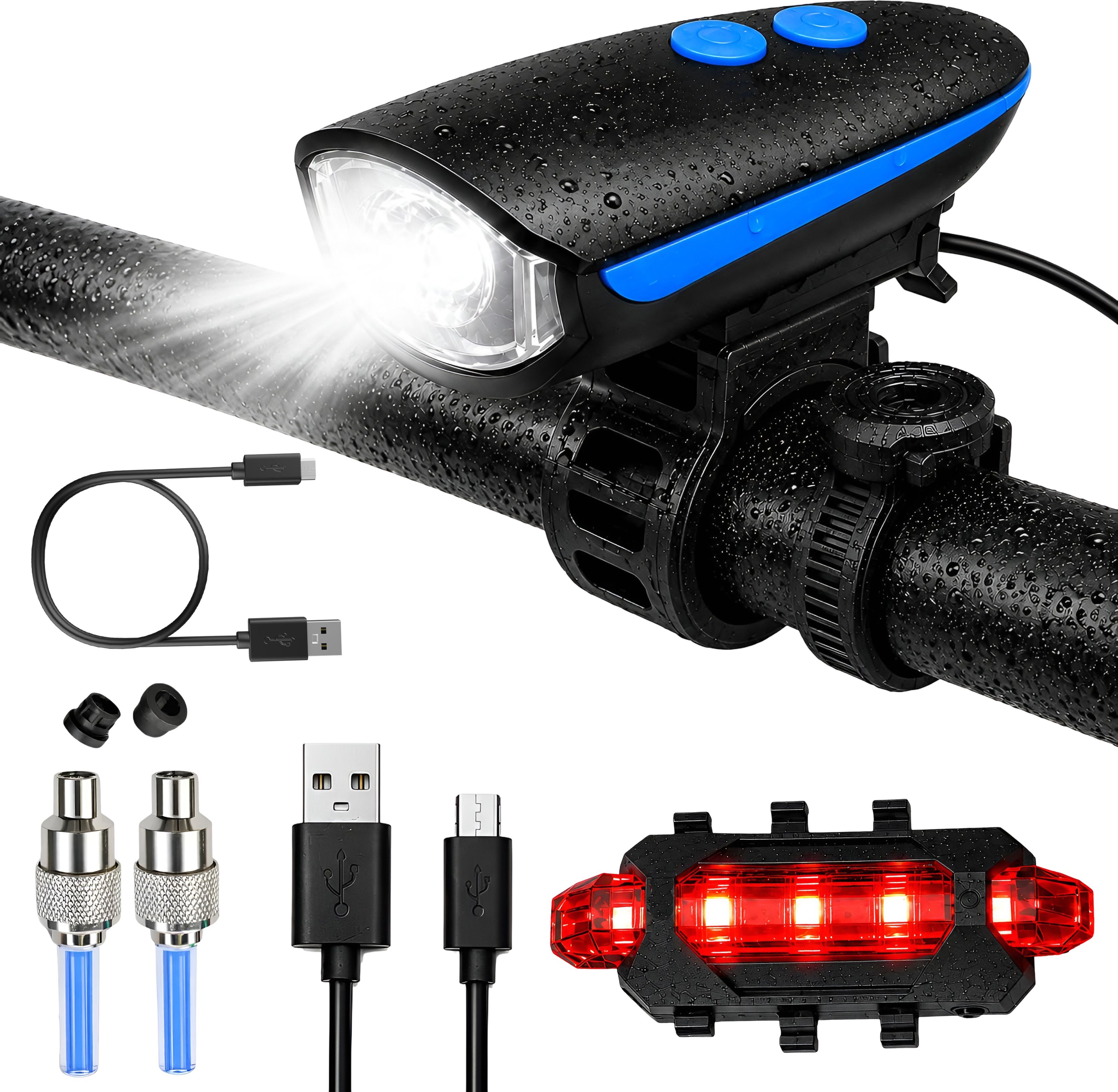 razaiq Bicycle Front Rear Light Set with LED Valve Lights for Night Riding LED Front Rear Light Combo-picture-15