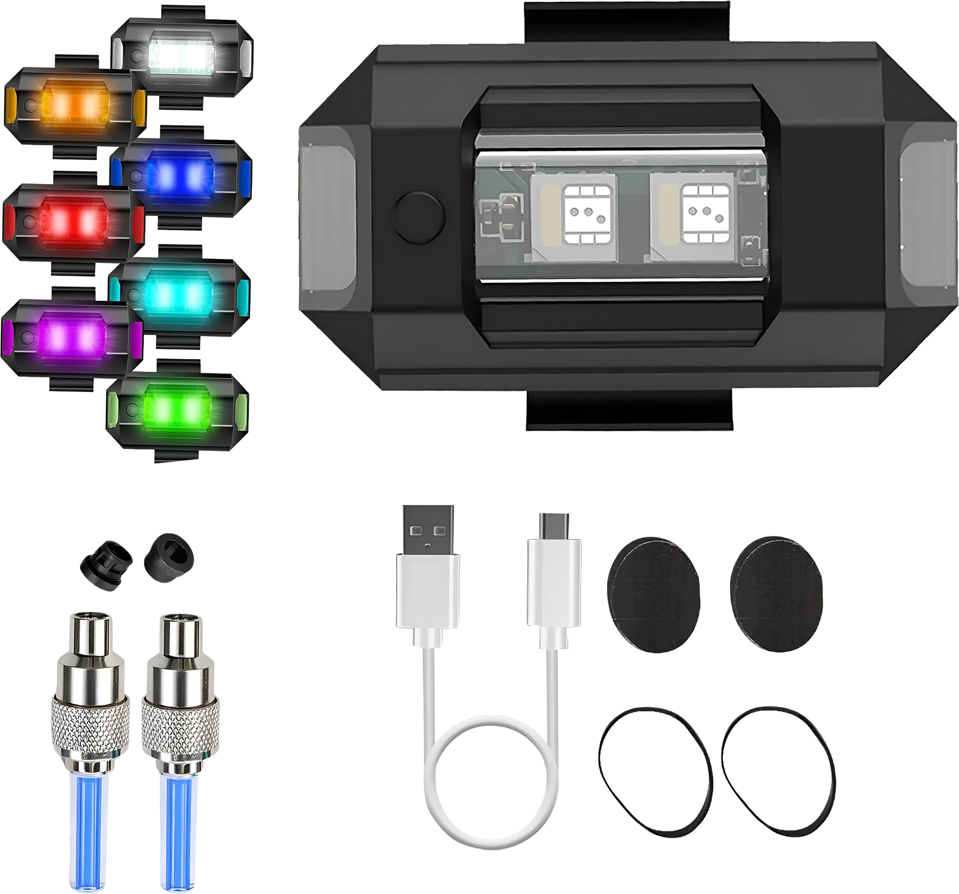 Rechargeable Airplane LED Light Blue Tyre Valve Cap for Bicycle Car Bike LED Front Rear Light Combo-image-37