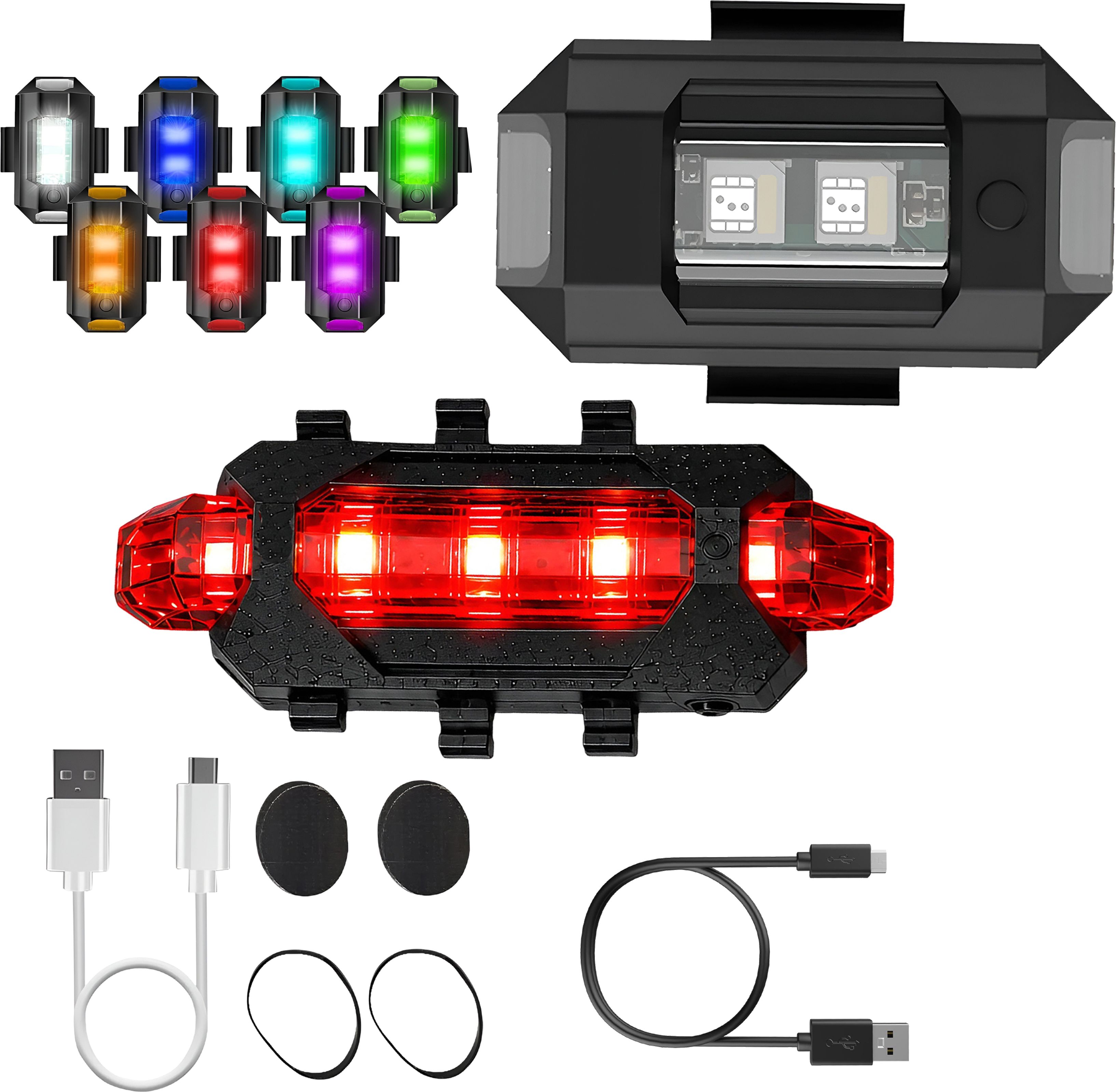 razaiq LED Strobe Safety Light with USB Rechargeable Red Cycle Tail Light Kit LED Front Rear Light Combo-picture-49