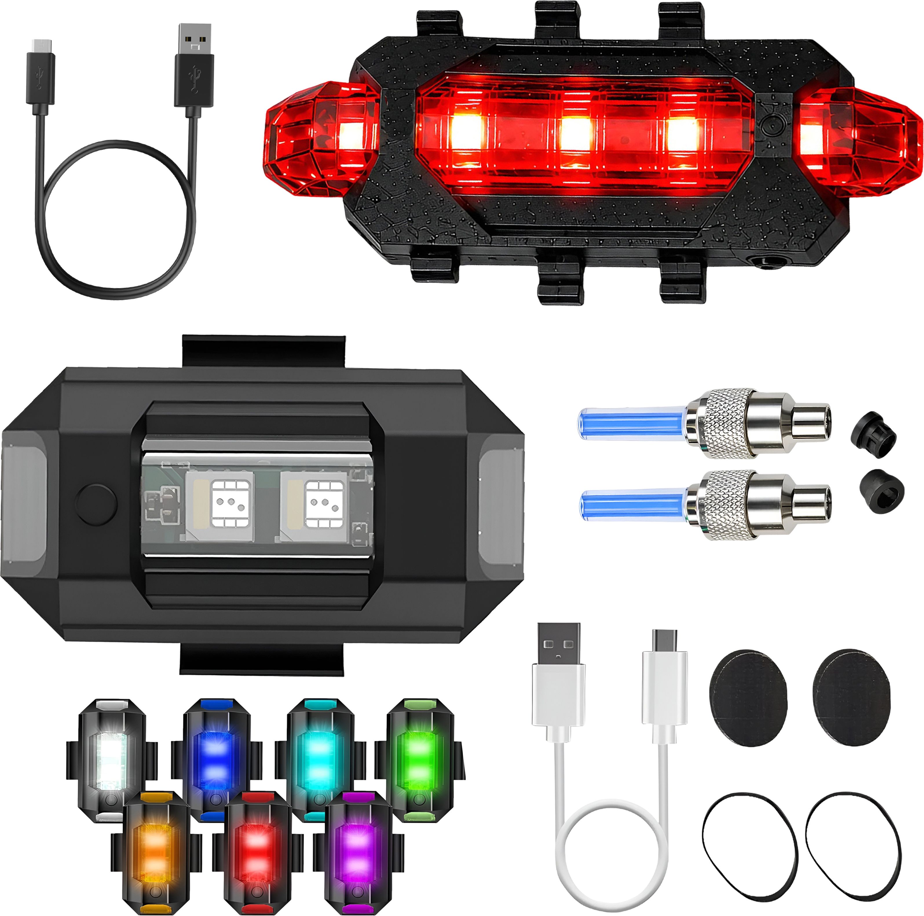 razaiq Airplane LED Blinker Tail Light Blue Motion Valve Cap Bicycle Safety Kit LED Front Rear Light Combo-picture-22