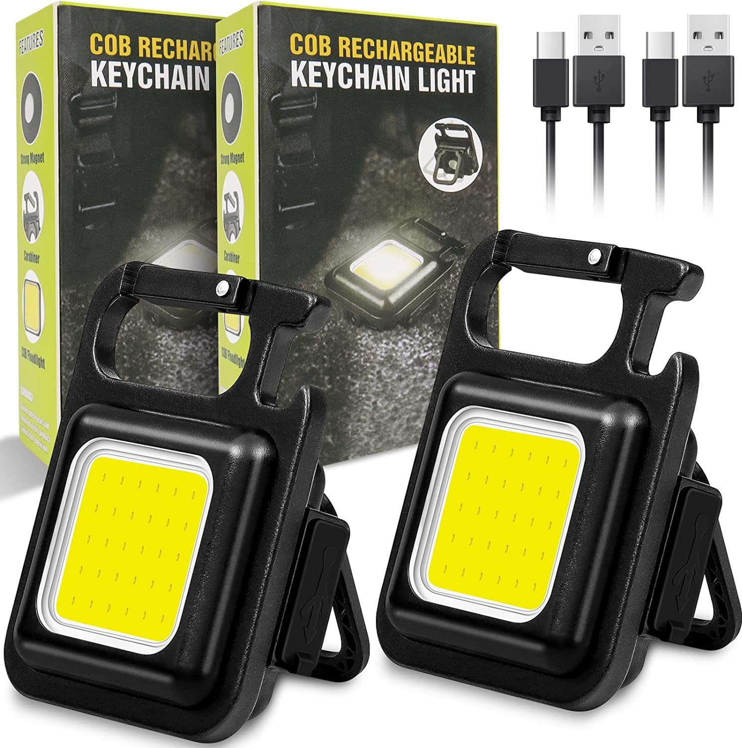 korangas Small LED Flashlight 500 Lumens COB Rechargeable Keychain Flashlight Pack Of 2 LED Front Light image 1