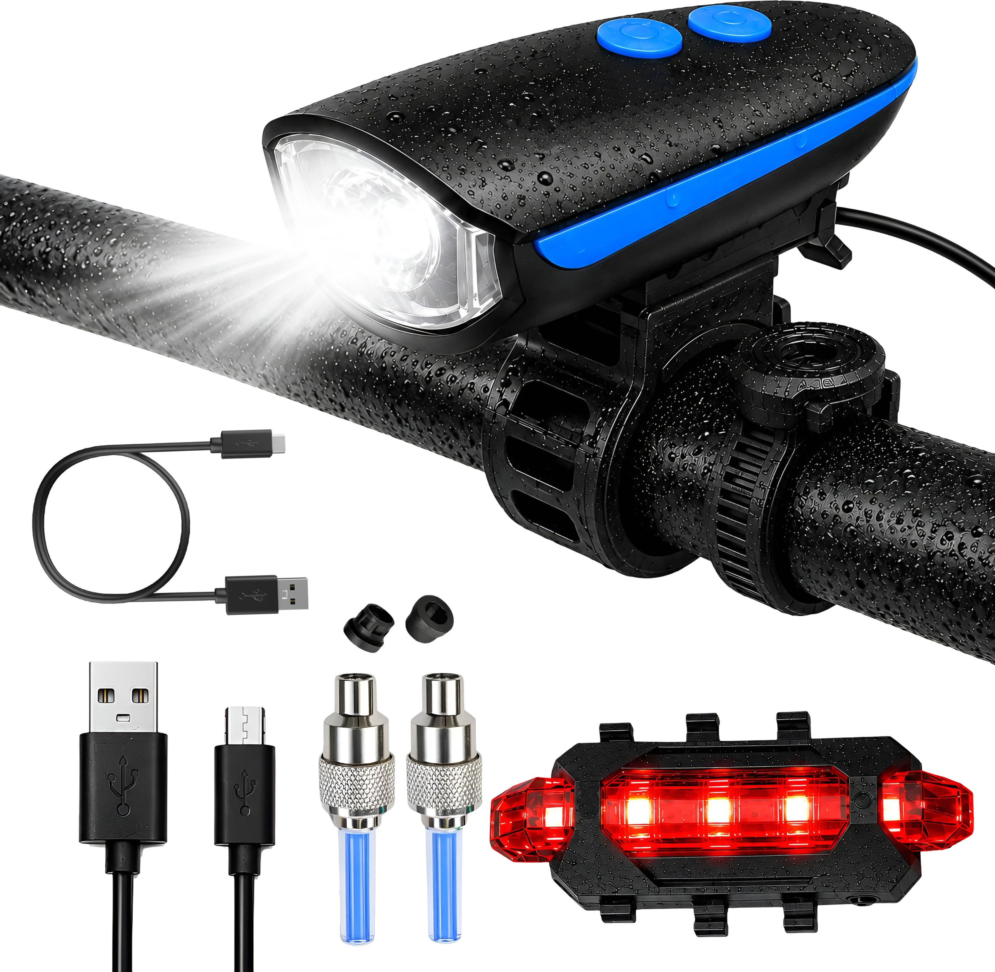 razaiq Cycle Safety Light Kit with Headlight Tail Light & Valve LED Lights LED Front Rear Light Combo-picture-19