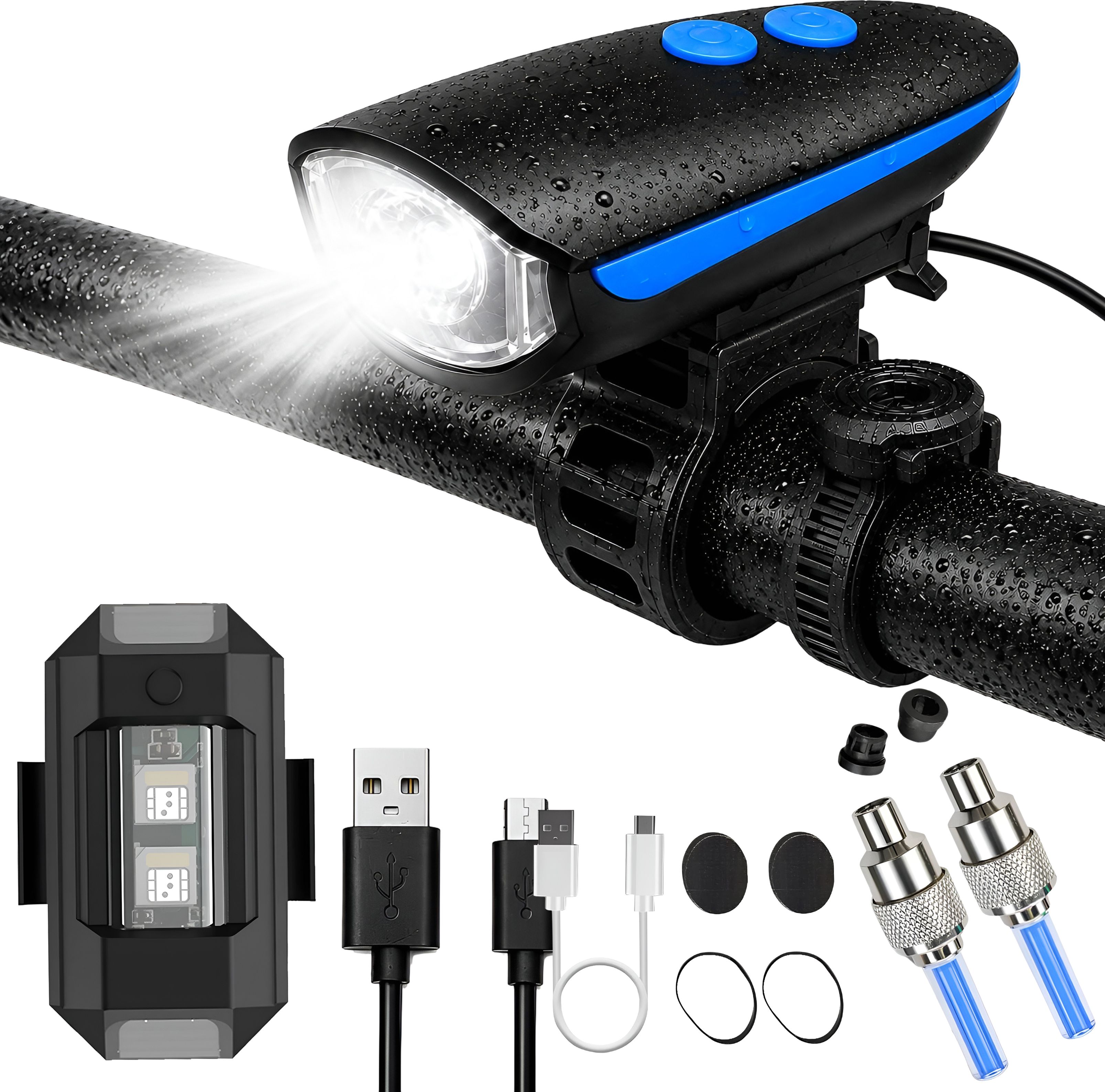 razaiq Cycle Front LED Light Kit with Valve Tyre Lights for Night Riding LED Front Rear Light Combo-picture-23