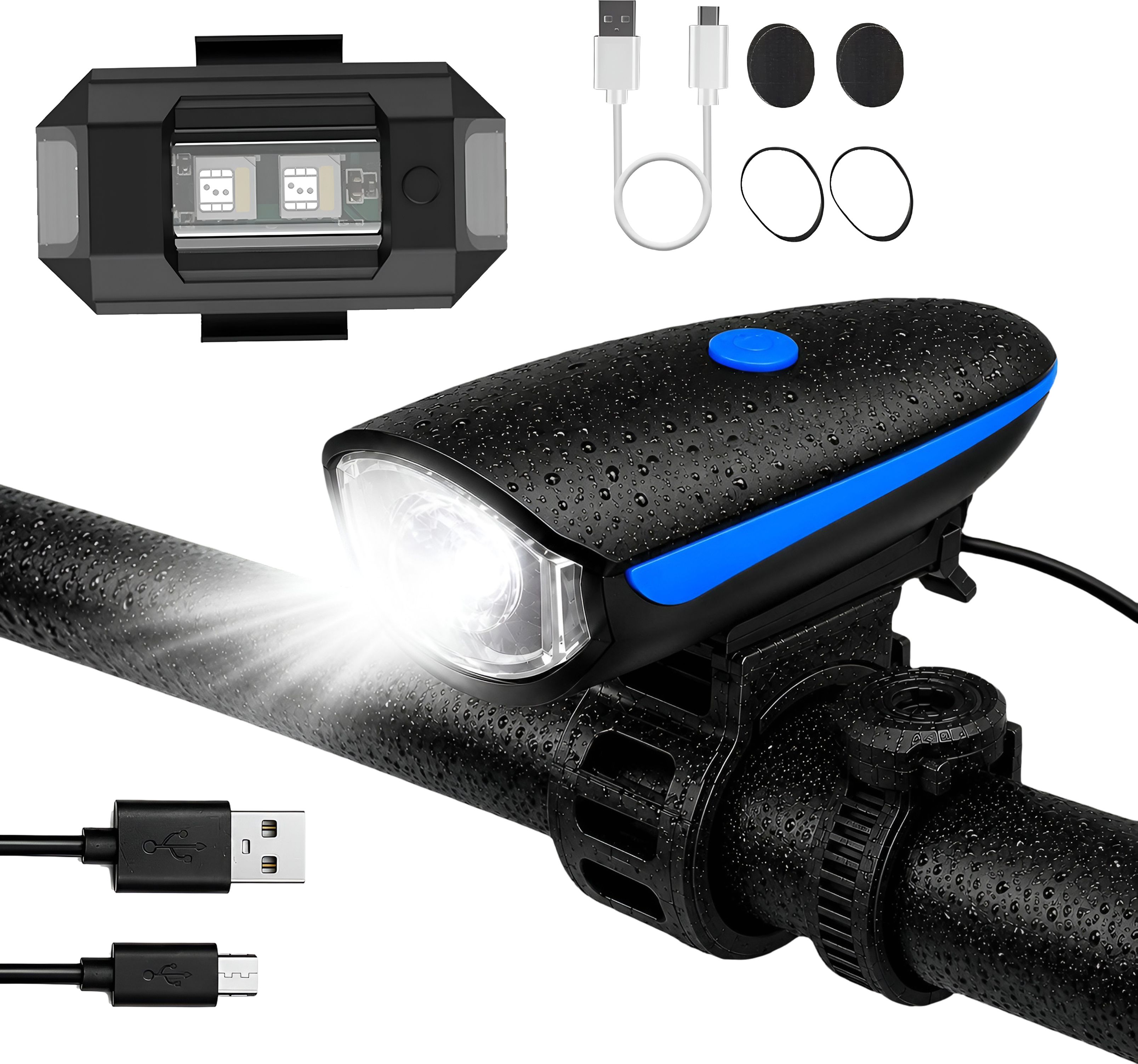 razaiq Bicycle Light Kit Front Lamp Horn Valve LED Lights for Night Riding Safety LED Front Rear Light Combo-picture-32