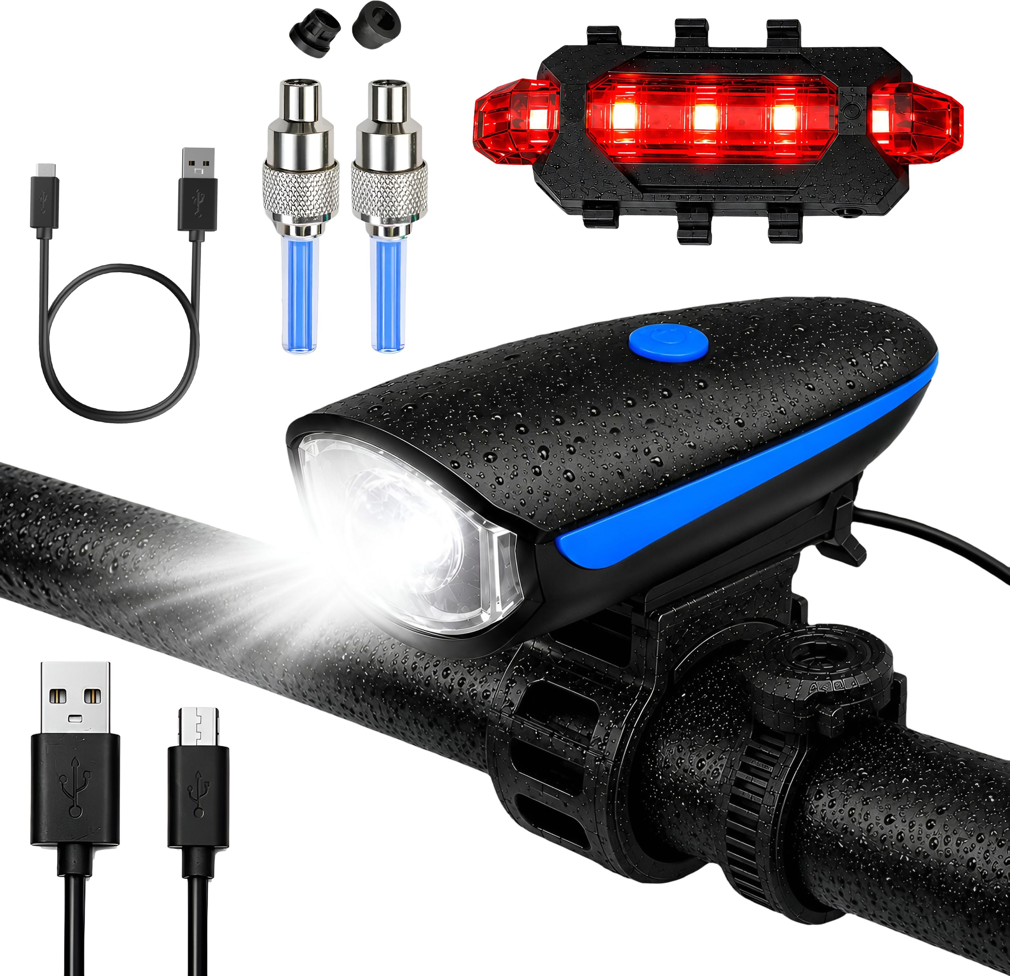 razaiq Bicycle Light Set with Front Light Tail Light & LED Valve Lights Waterproof LED Front Rear Light Combo-picture-7