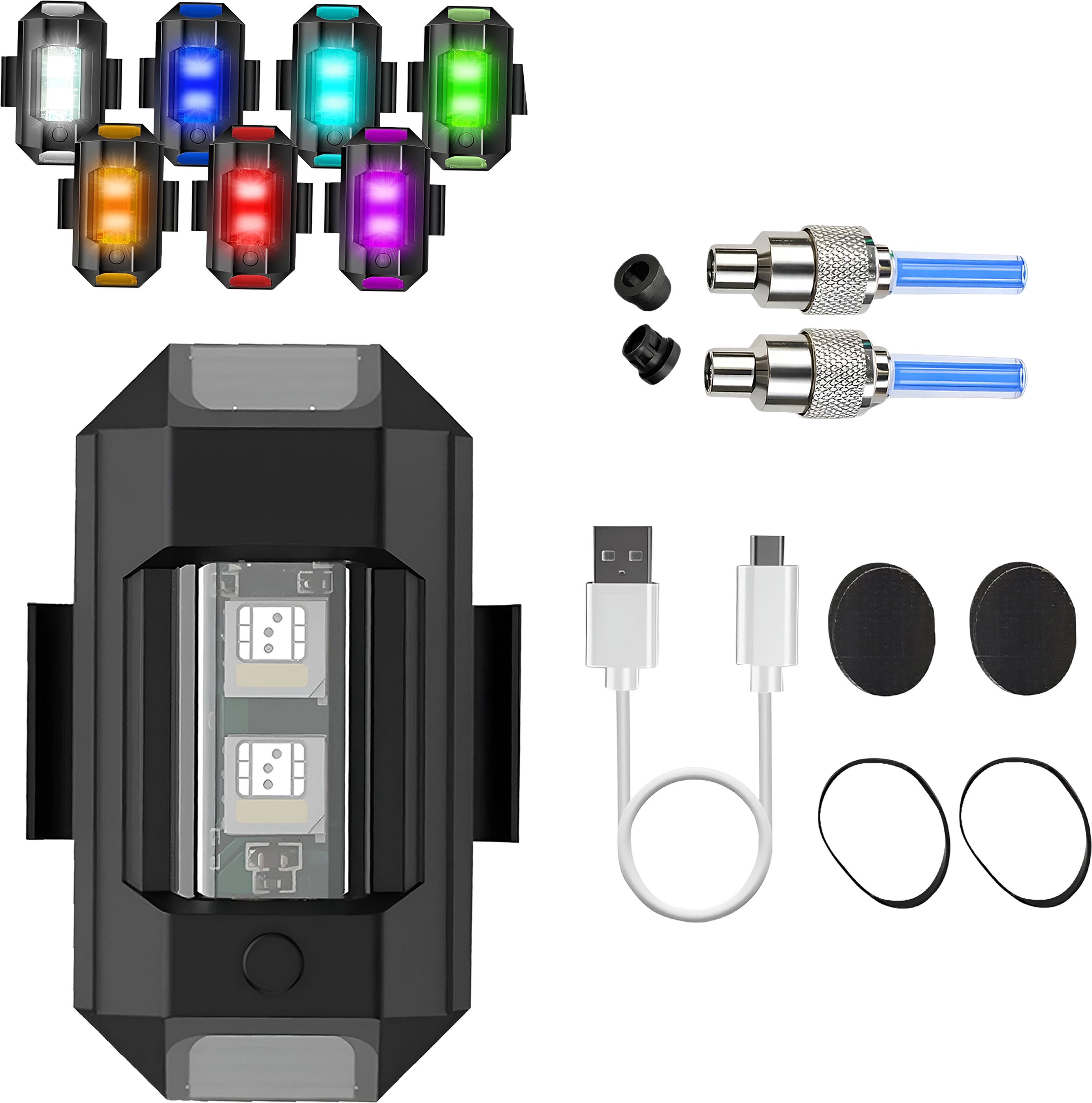razaiq Airplane LED Strobe Light with Blue Tyre Valve Cap for Bike Car Motorcycle Kit LED Front Rear Light Combo-picture-31