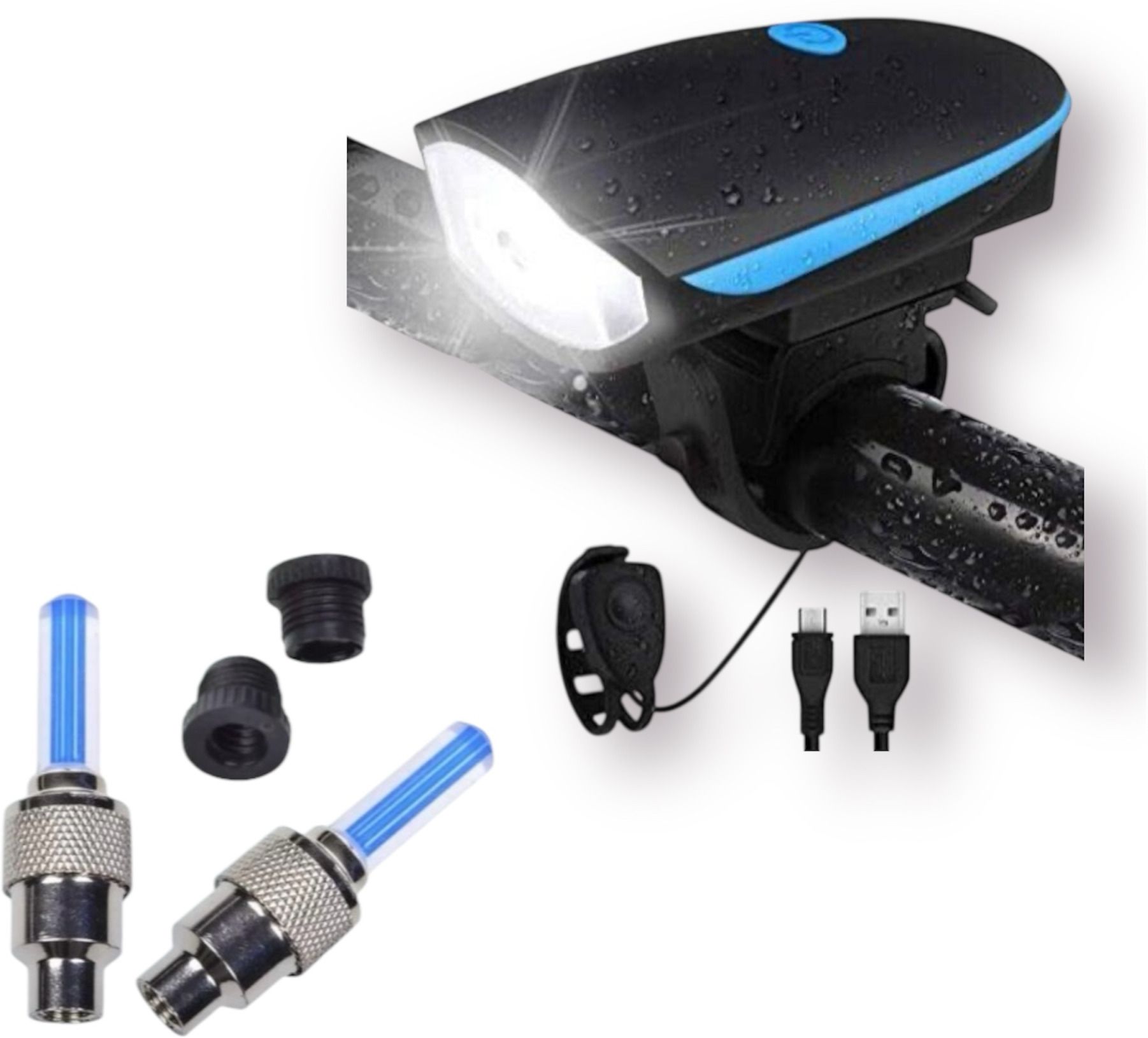 highrider USB Rechargeable & Waterproof Cycle Light & Horn with Tyre Valve Lights LED Front Rear Light Combo-picture-10