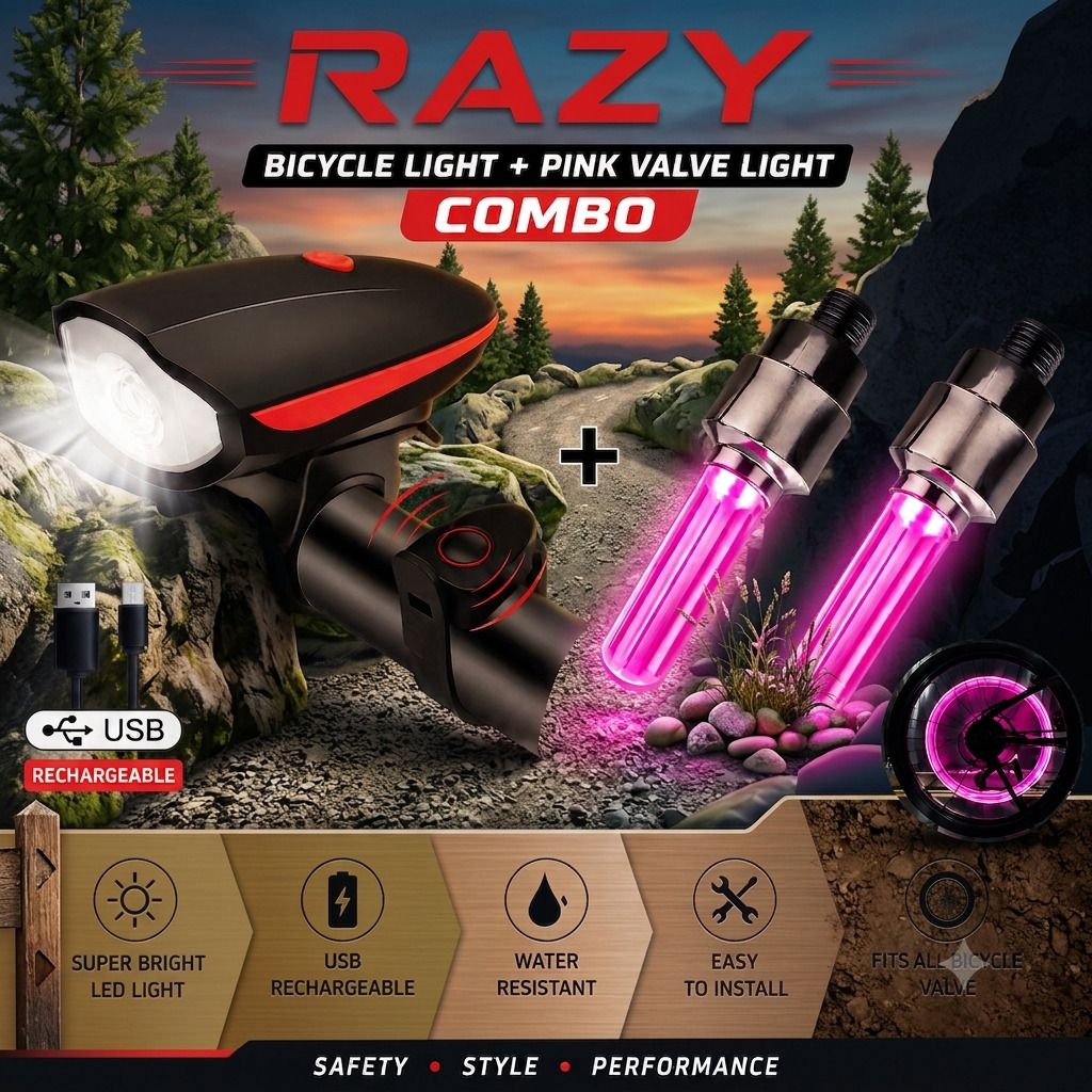 Super Bright USB Rechargeable Cycle Light Combo LED Front Rear Light Combo-image-4