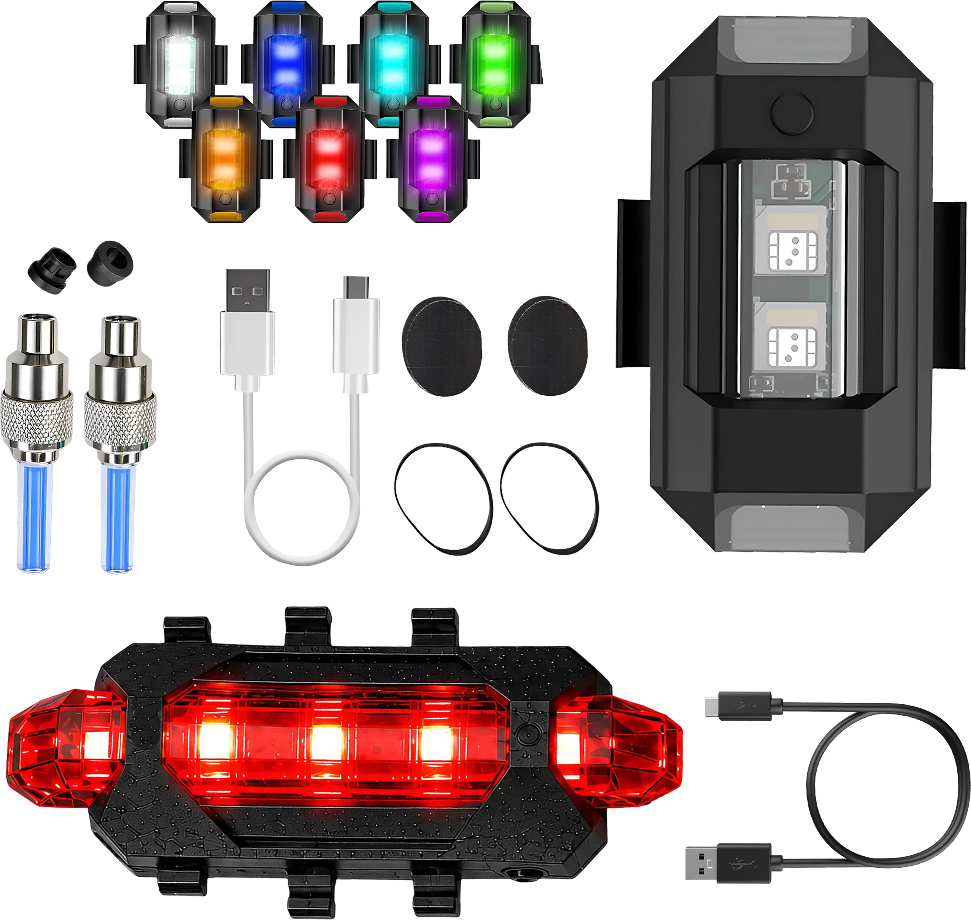 razaiq Cycling Safety Combo Airplane LED Light USB Rear Lamp Blue Valve Cap LED Front Rear Light Combo-picture-12