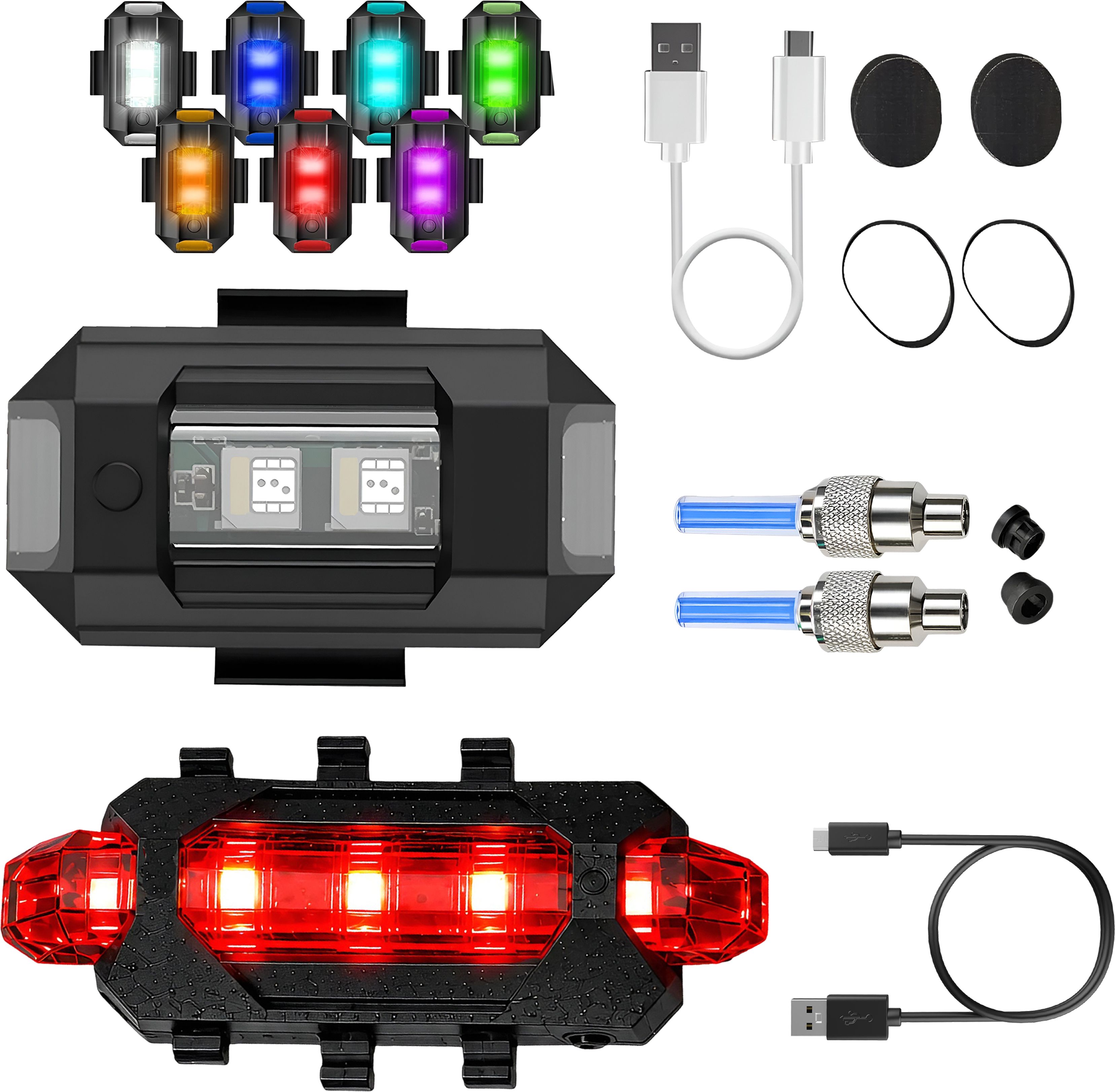 razaiq Aluminum LED Strobe Light USB Rear Lamp Blue Valve Cap Cycling Combo Set LED Front Rear Light Combo-picture-10