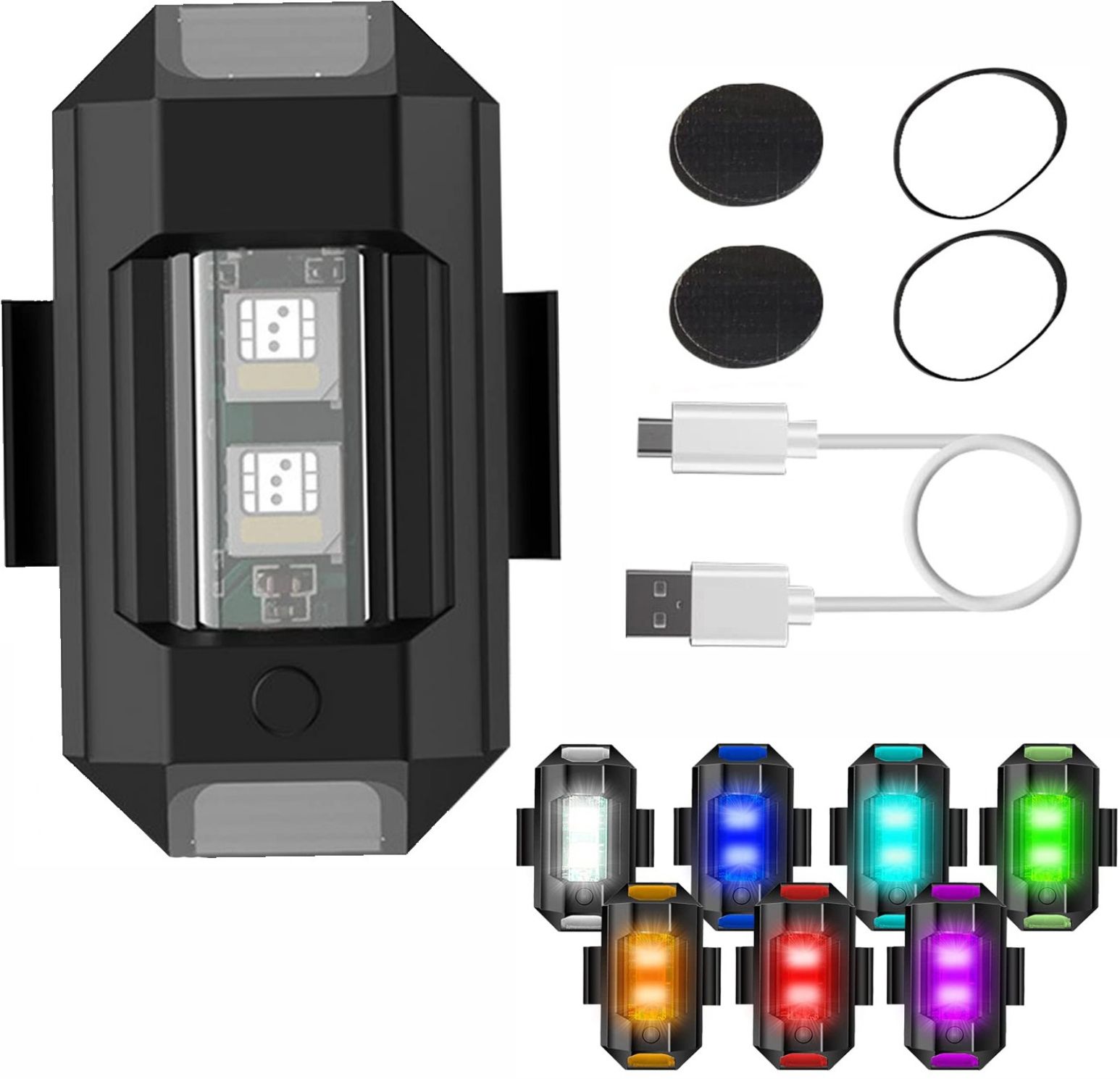 onbicle Universal Safety Small Light 7 Colors, 30 Modes, Cycle Helmet Bicycle Motorbike LED Rear Break Light-picture-23