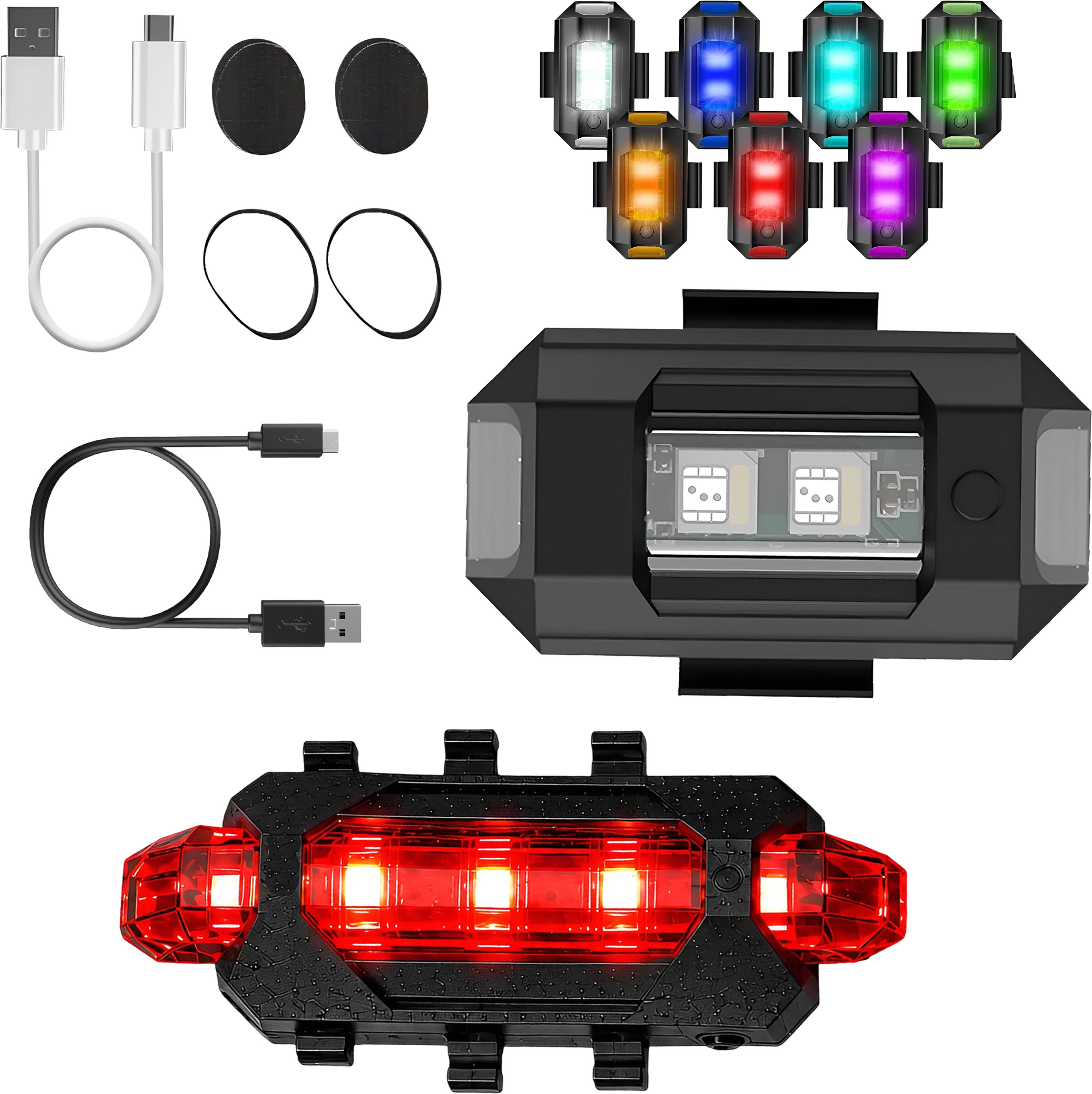 razaiq Aluminum LED Strobe Light with USB Bicycle Tail Lamp Waterproof Combo LED Front Rear Light Combo-picture-1