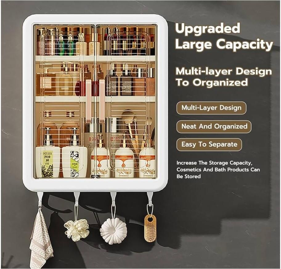Bathroom Organizers and Storage Organizers,Make Up Organize Plastic Wall Shelf-image-3