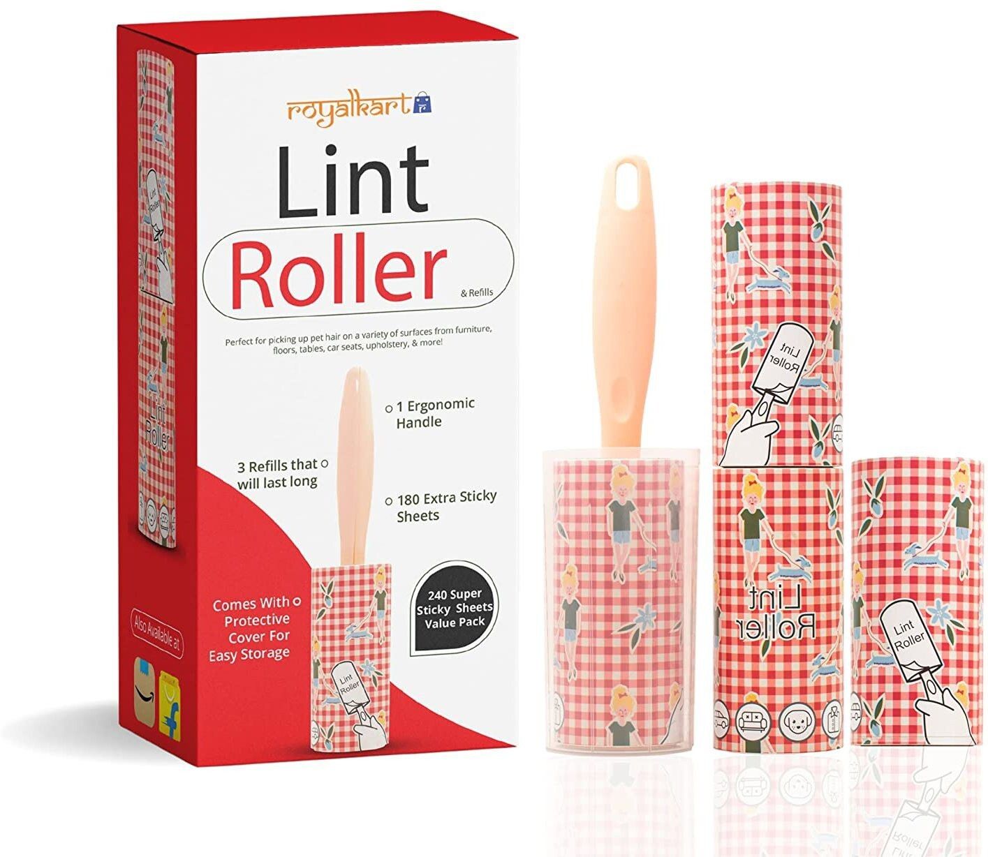 1 Lint Roller With 3 Refills ( 240 Sheets ) Fuzz Remover Lint Roller-image-30