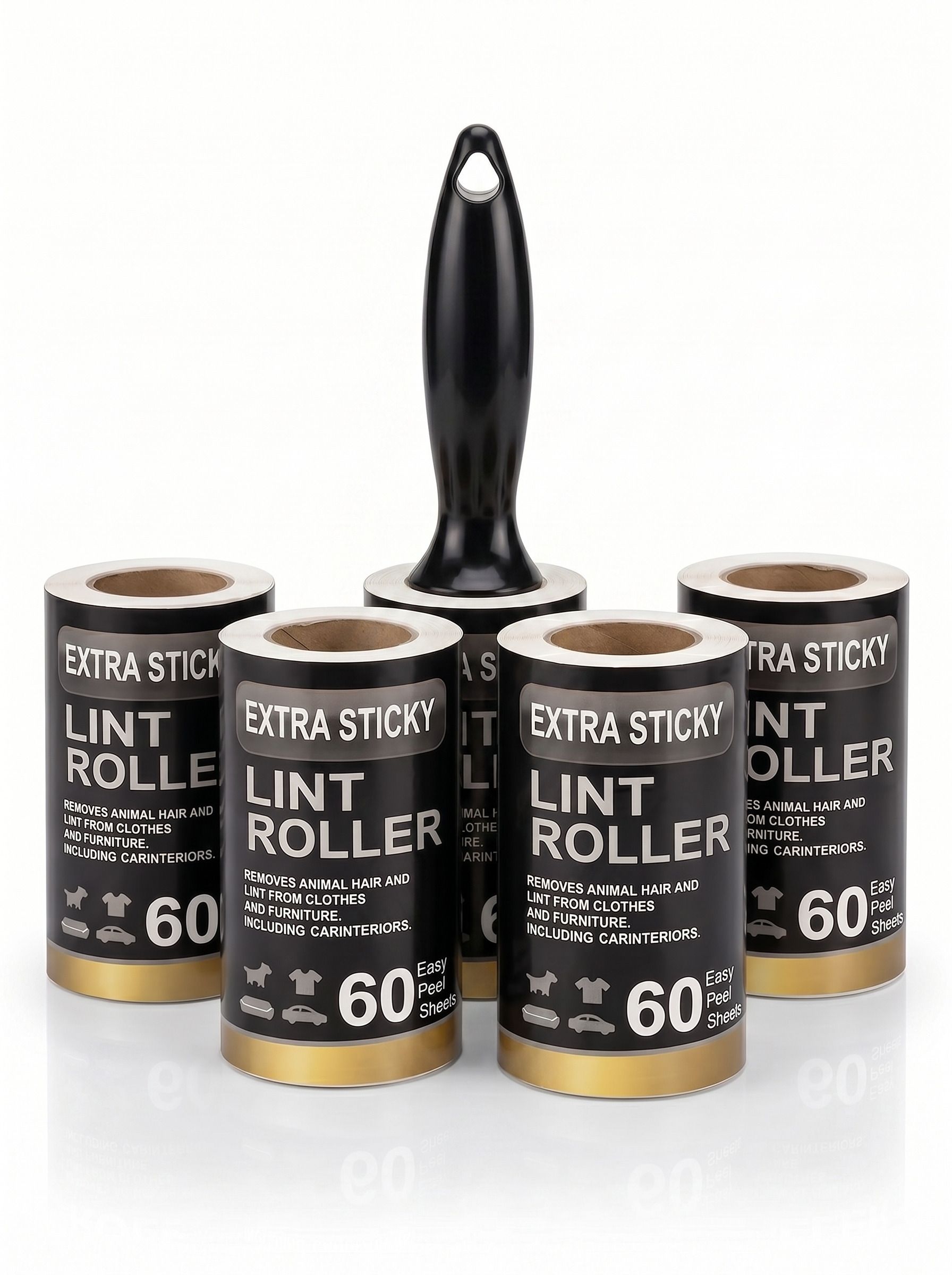 Premium Extra Sticky Lint Roller | 1 Reusable Handle + 5 Refills (300 Sheets) Lint Roller-image-14