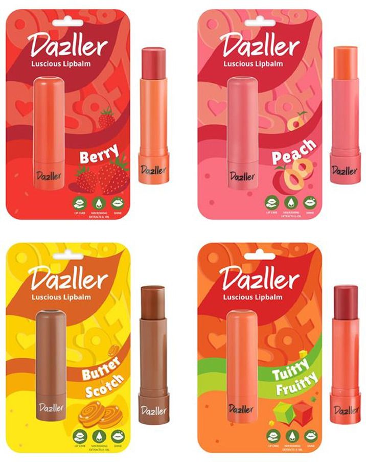 dazller Luscious LipBonanza Lipbalms,GlossyTint, Soothes&Nourishes with NaturalExtracts- Peach, Berry, Butter Scotch, Tuitty Fruitty-picture-13