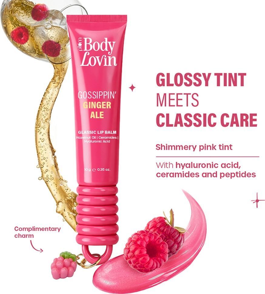 plum BodyLovin' Gossippin’ Ginger Ale Glassic Lip Balm |Coral Pink Shimmer Gloss Tint Ginger Ale-picture-13