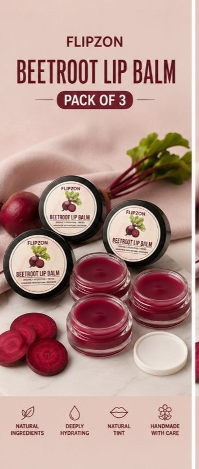 flipzon BeetGlow Natural Beetroot Tinted Lip Balm for Soft, Smooth & Hydrated Lips Beetroot-picture-11
