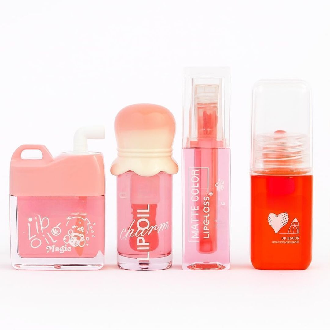 beinina Korean Cute Lip Oil Gloss Set of 4 Pcs | Long Lasting Plumper Waterproof 4pcs Fruit-picture-14