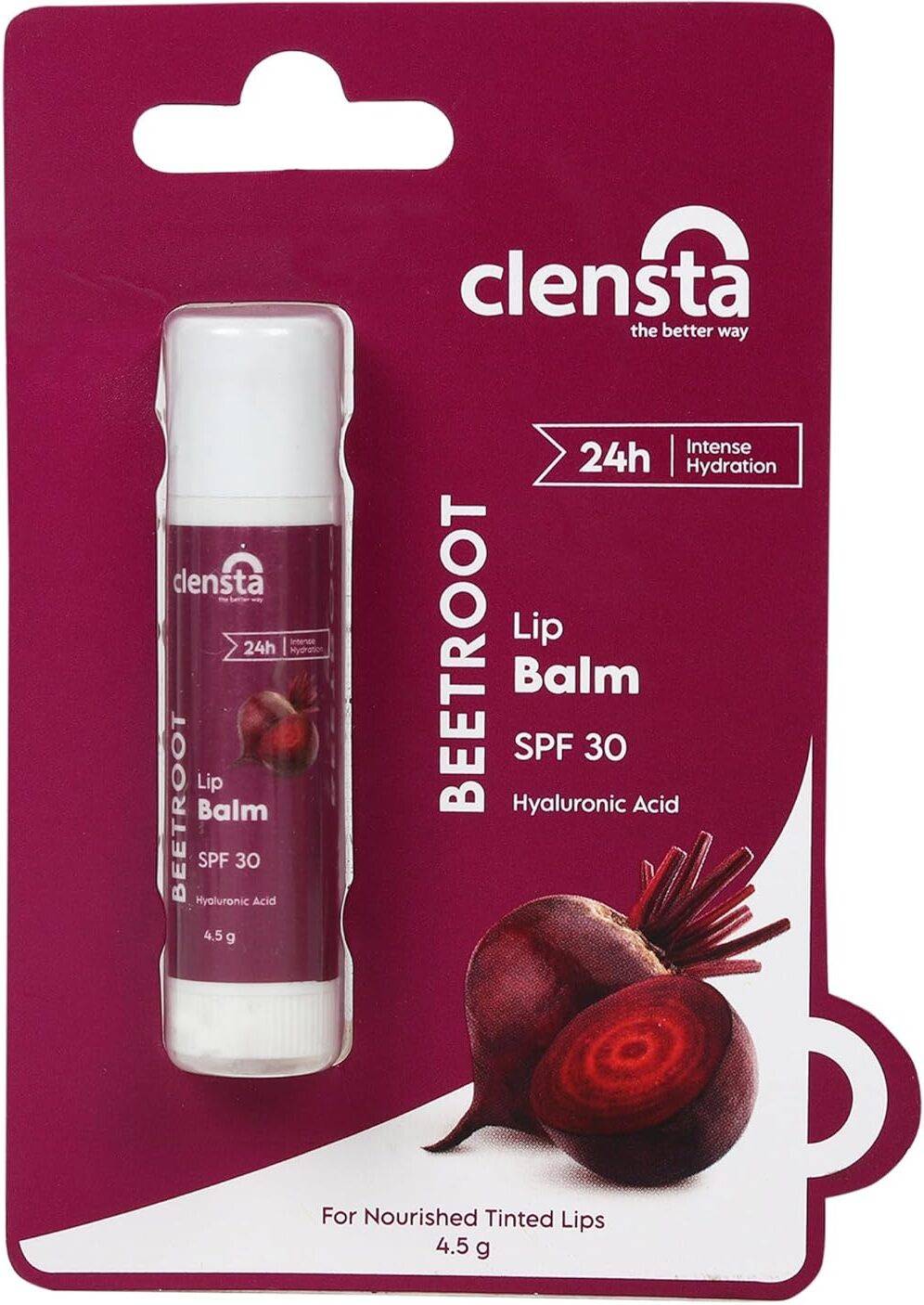 Clensta Beetroot Lip Balm With Hyaluronic Acid Spf 3