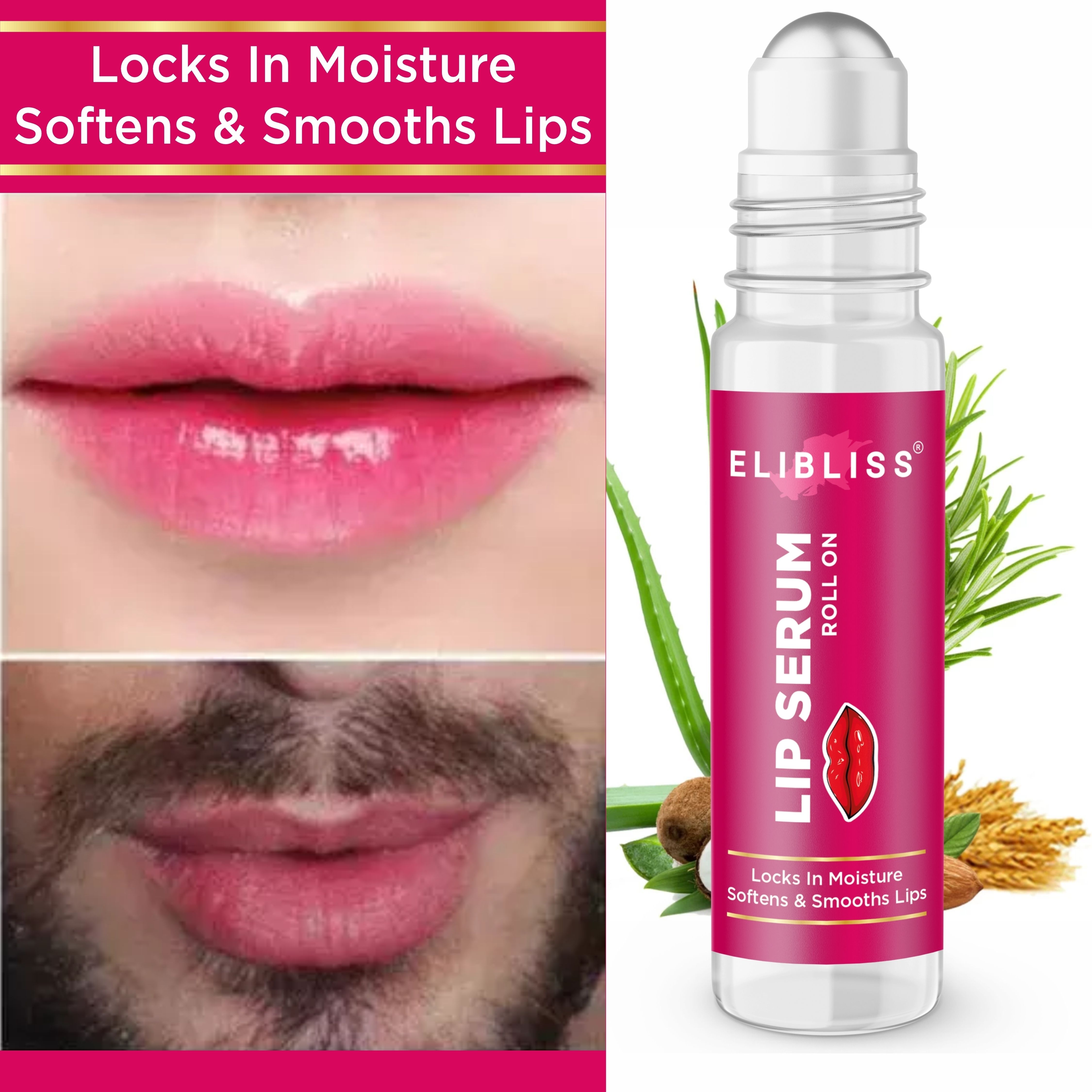 Strawberry Lip Serum for Lip Shine, Glossy,Soft with Moisturizer for Men & Women Strawberry
