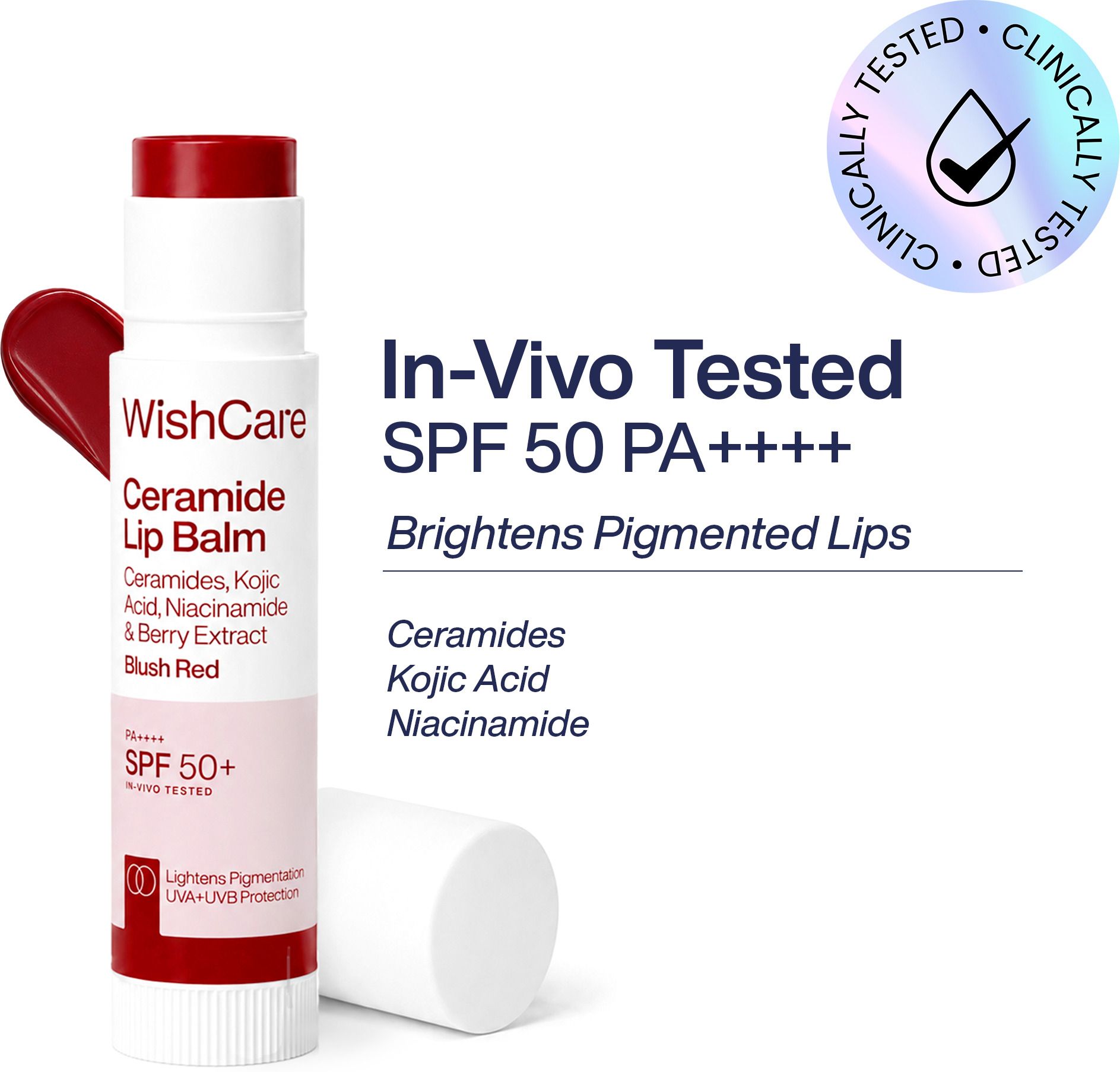 Tinted Ceramide Lip Balm with SPF50 PA++++ Kojic Acid & Niacinamide Blush Red-image-35