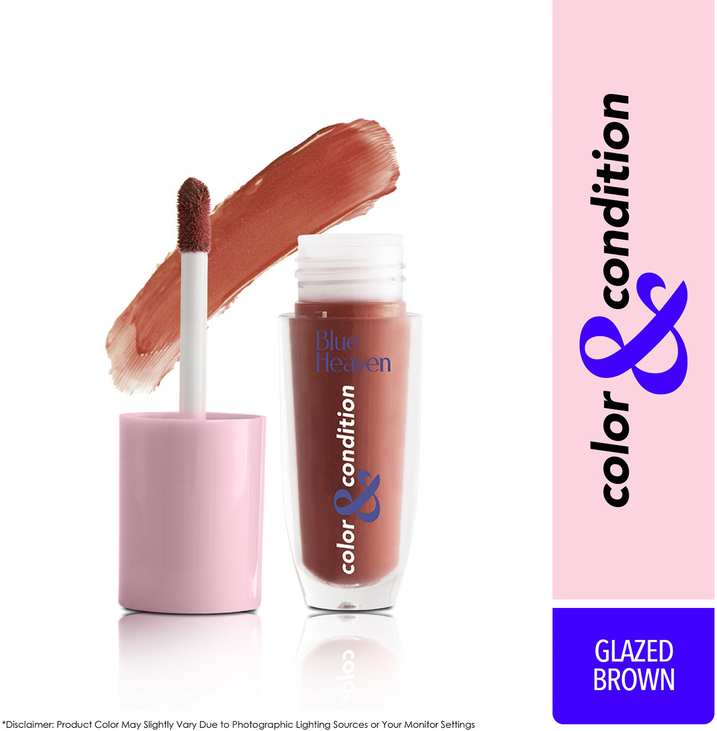 Blue Heaven Color & Condition tinted lip oil for women, Glazed Brown