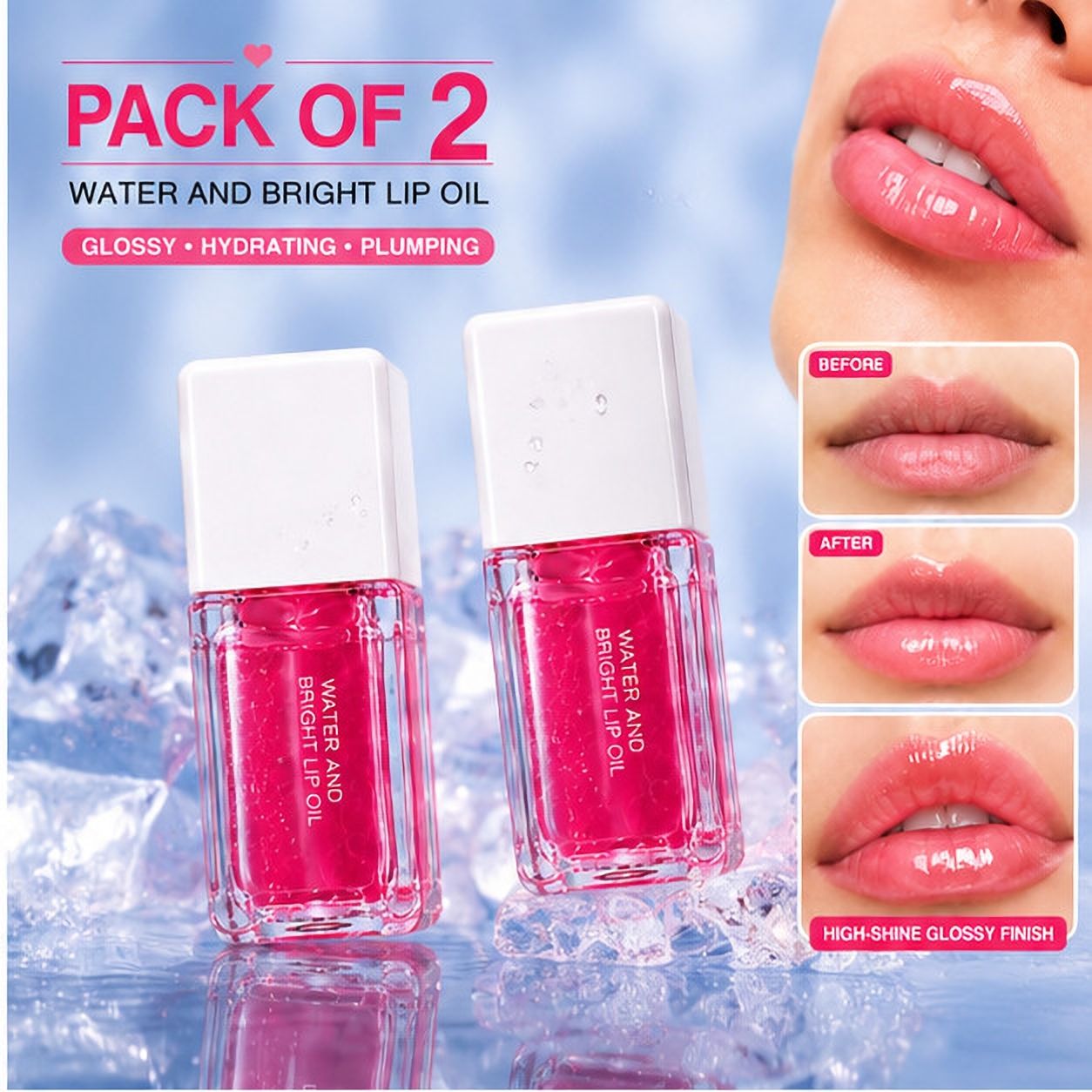 morbee Lip Oil Gloss Pack of 2 | Hydrating Non-Sticky Pink Lip Gloss.6-picture-30