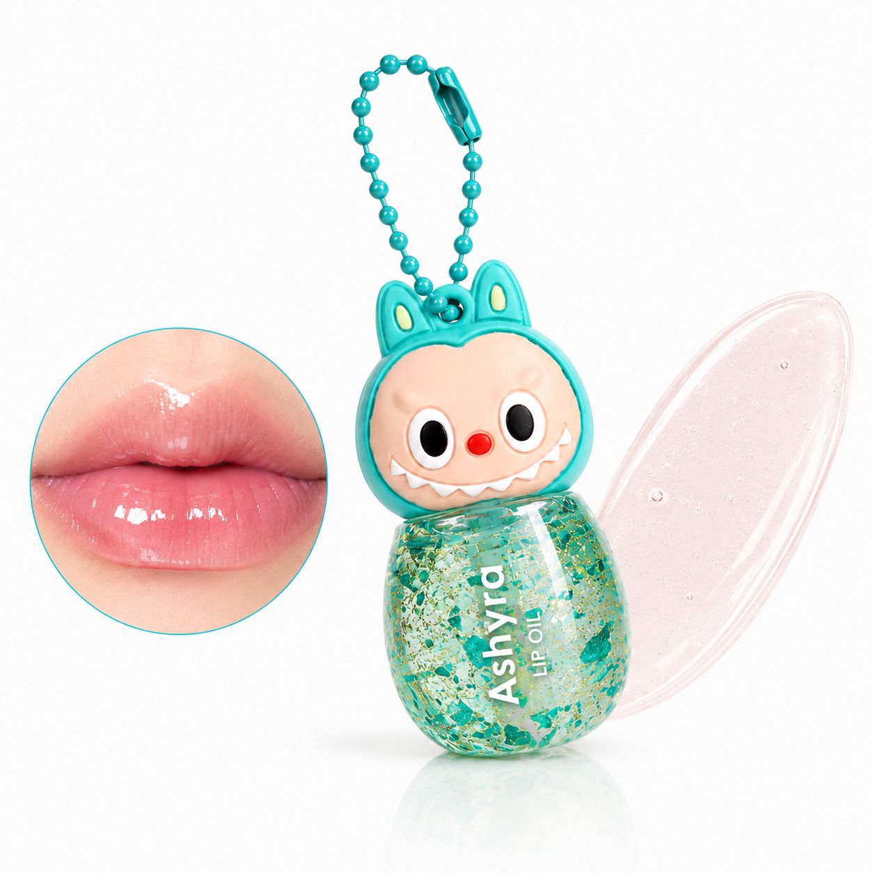 Cute Moisturizing Lip Gloss Keychain | Glitter Glossy Lip Shine for Women-image-9