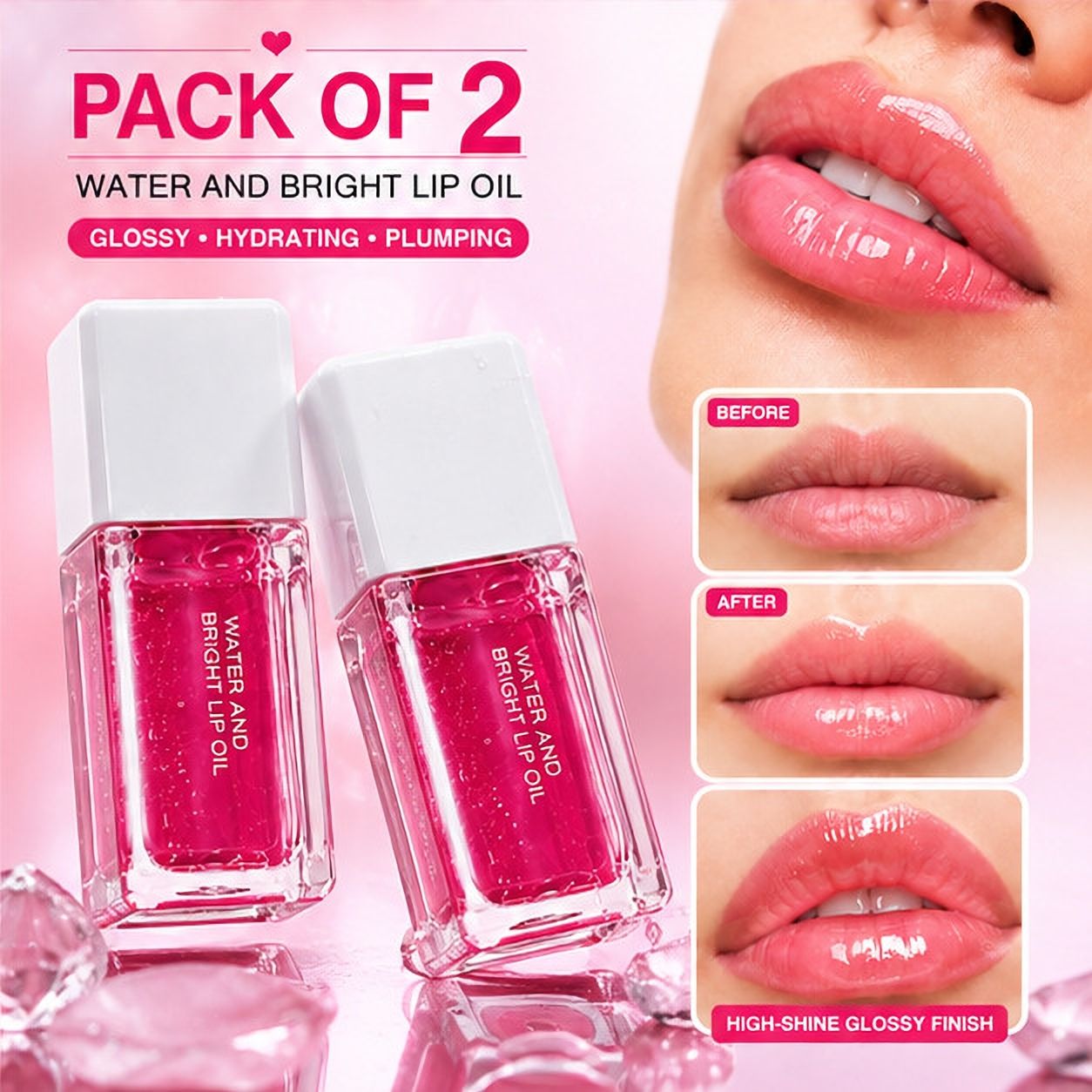 morbee Lip Oil Gloss Pack of 2 | Hydrating Non-Sticky Pink Lip Gloss.11-picture-38