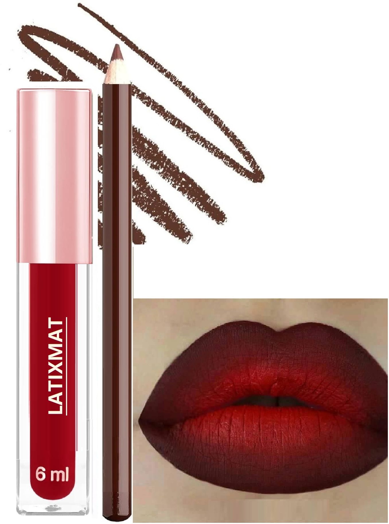 latixmat LONG LASTING LIP LINER DARK CHOCOLATE, AND LIPSTICK-picture-40