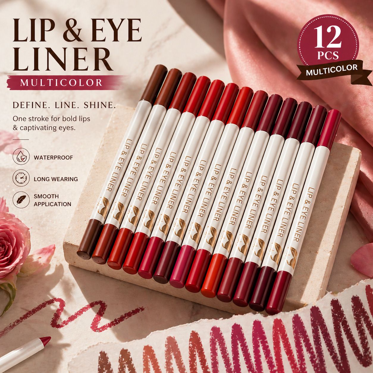 Lip & Eye Liner Pencil Set 12 Pcs-image-43