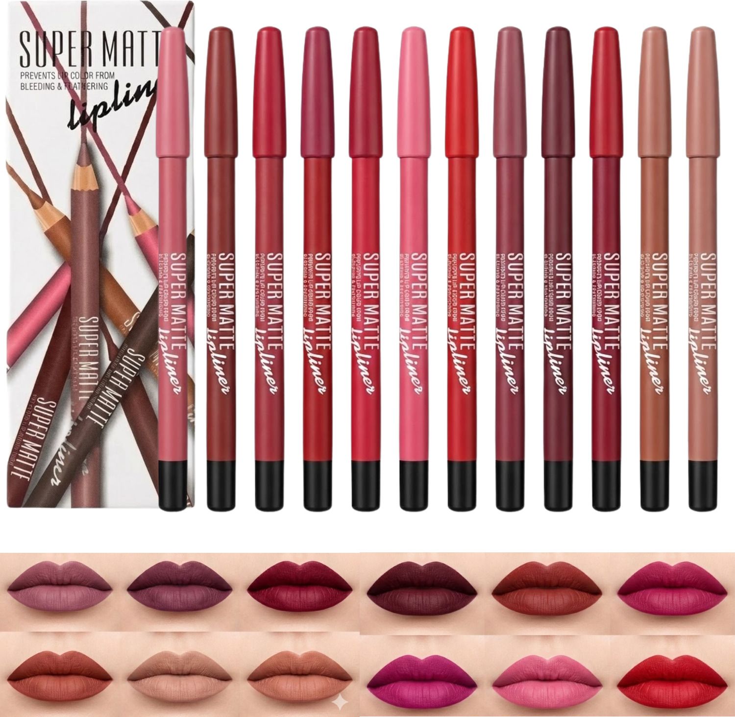 12-Color Lip Liner Pencil Set for Women & Girls Waterproof Long Lasting Matte-image-44