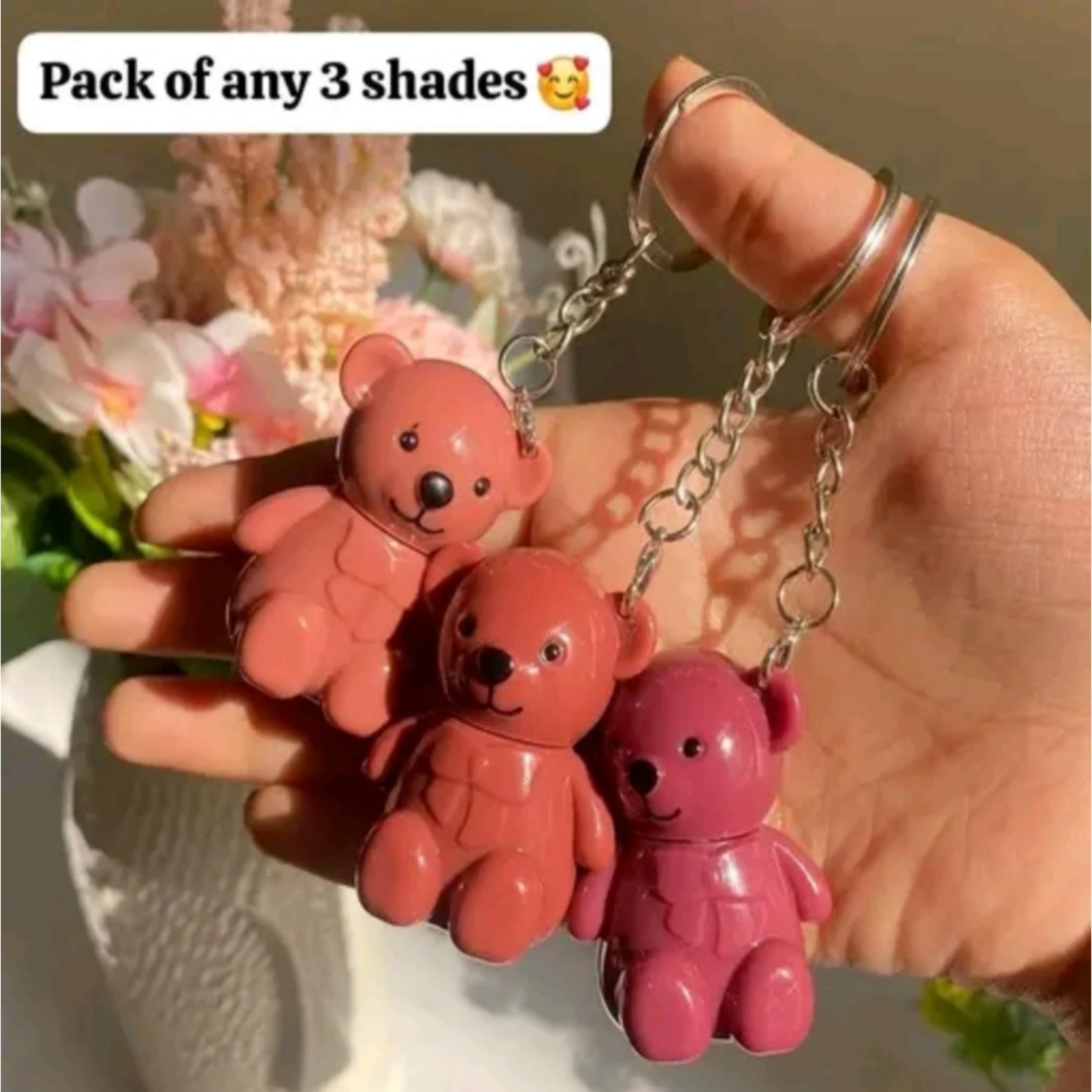 2in1 Matte Teddy Bear Keychain Lipstick (Pack of 3 )-image-49