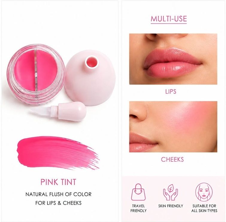 Dual Use Cream Blush and Lip Tint Soft Matte Finish for Women Lip Stain-image-47