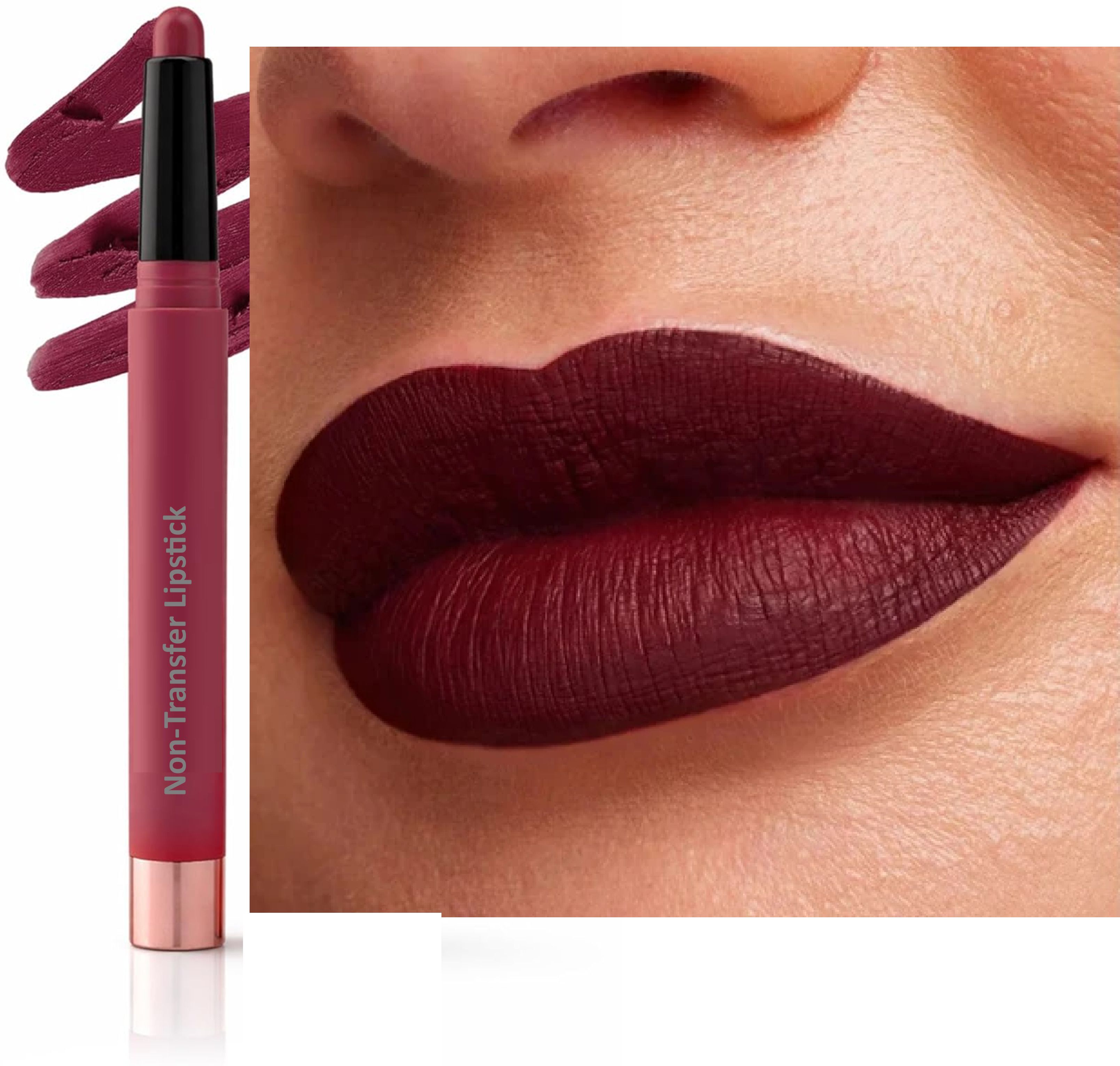 Statement Maroon Matte Lipstick Crayon Rich Finish-image-27