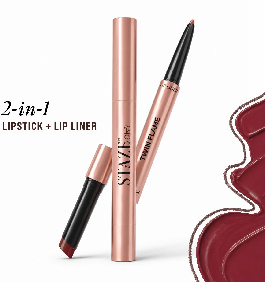 Twin Flame 2-in-1 Lipstick + Lip Liner | Glossy & Matte Duo | Long-Lasting | 2g-image-7