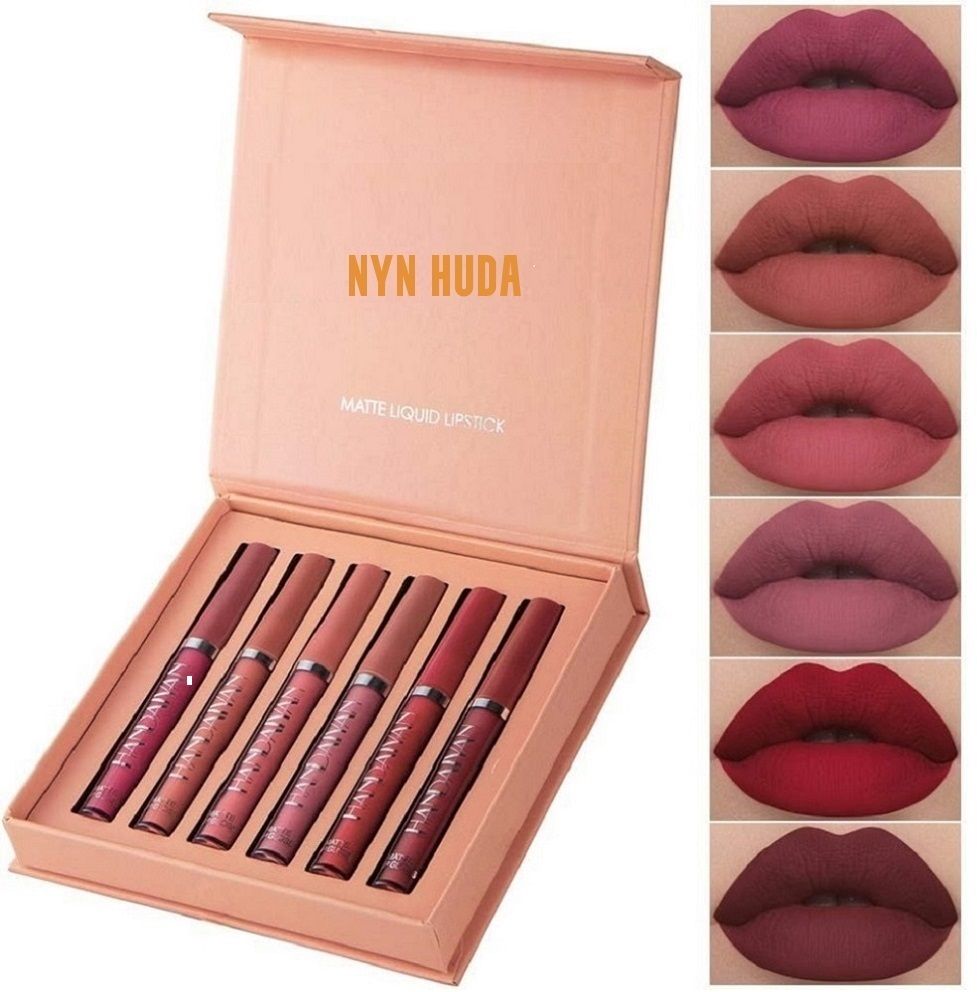 nyn huda Insta beauty Handaiyan Waterproof Matte Liquid Lipstick Set of 6 , Shade - A-picture-14