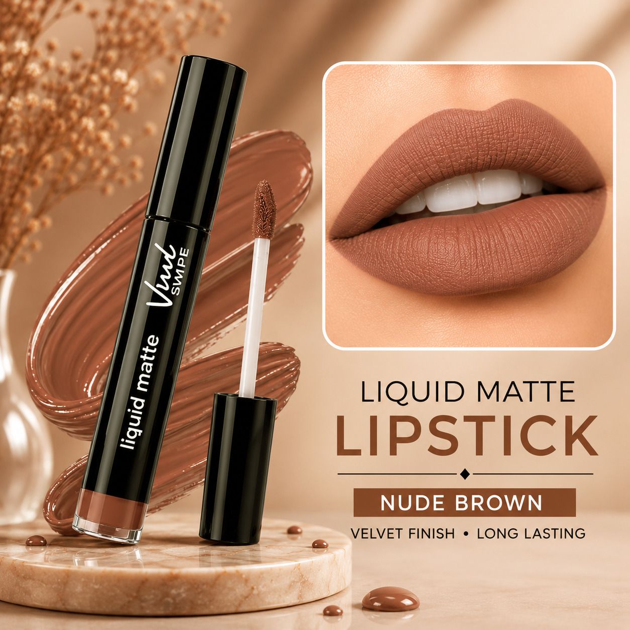Liquid Matte Lipstick | Nude Brown Shade |-image-49