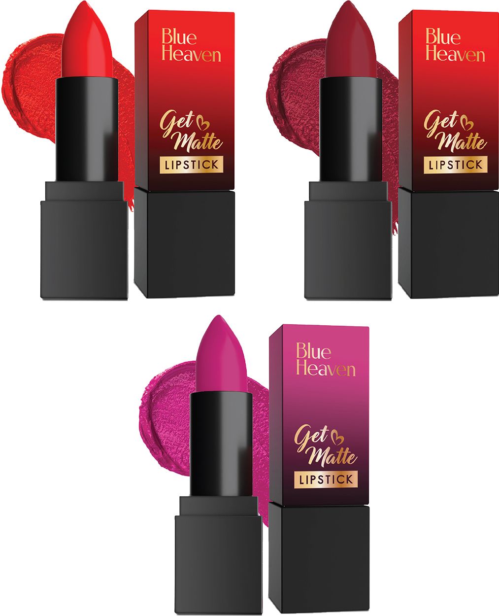 blue heaven Getmatte lipstick 4G 101R Ecom + 103R Ecom + 303Pn (Set of 3)-picture-16