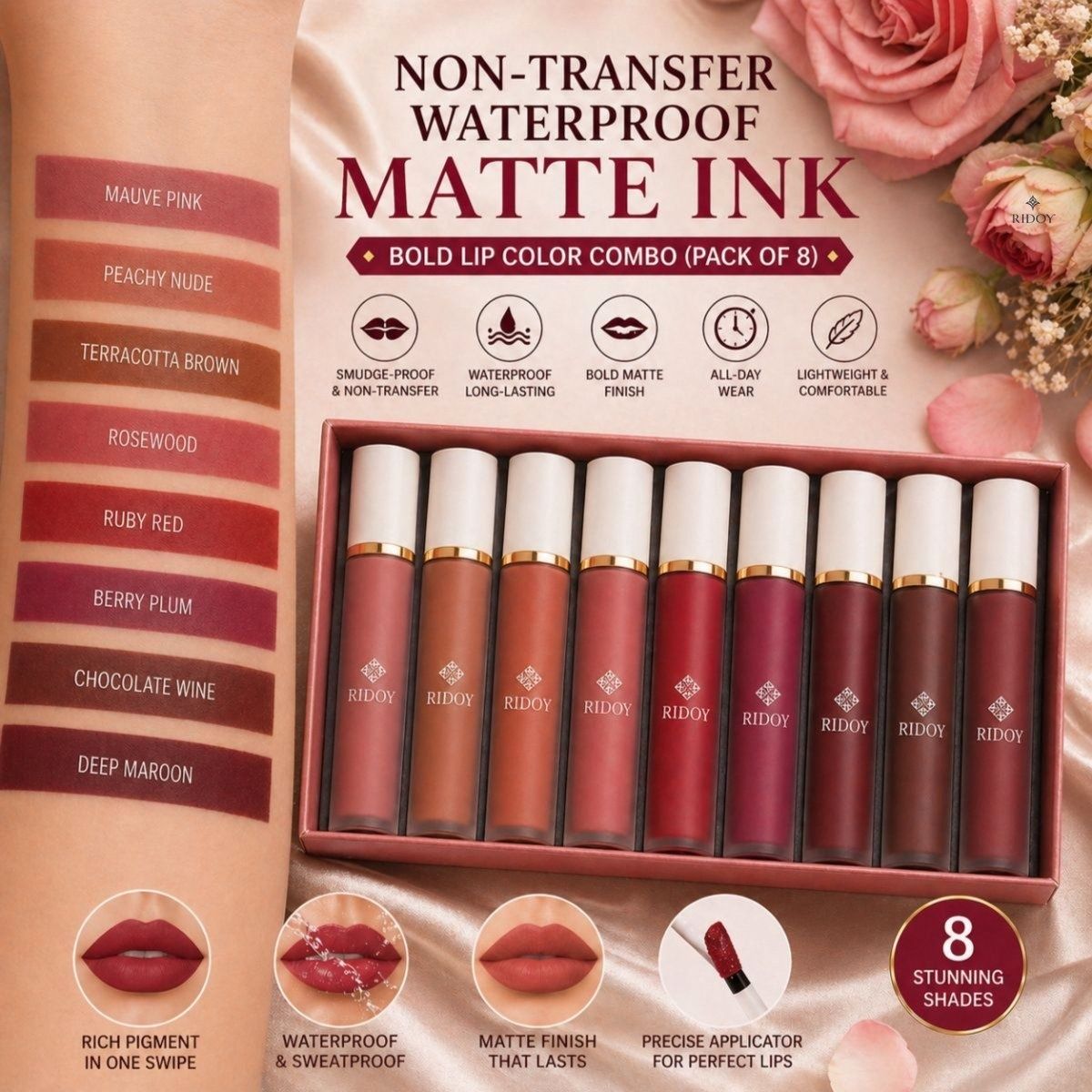 ridoy lipstick waterproof | Defined & Flawless Lip Finish - Encourages Consistent Lip-picture-31