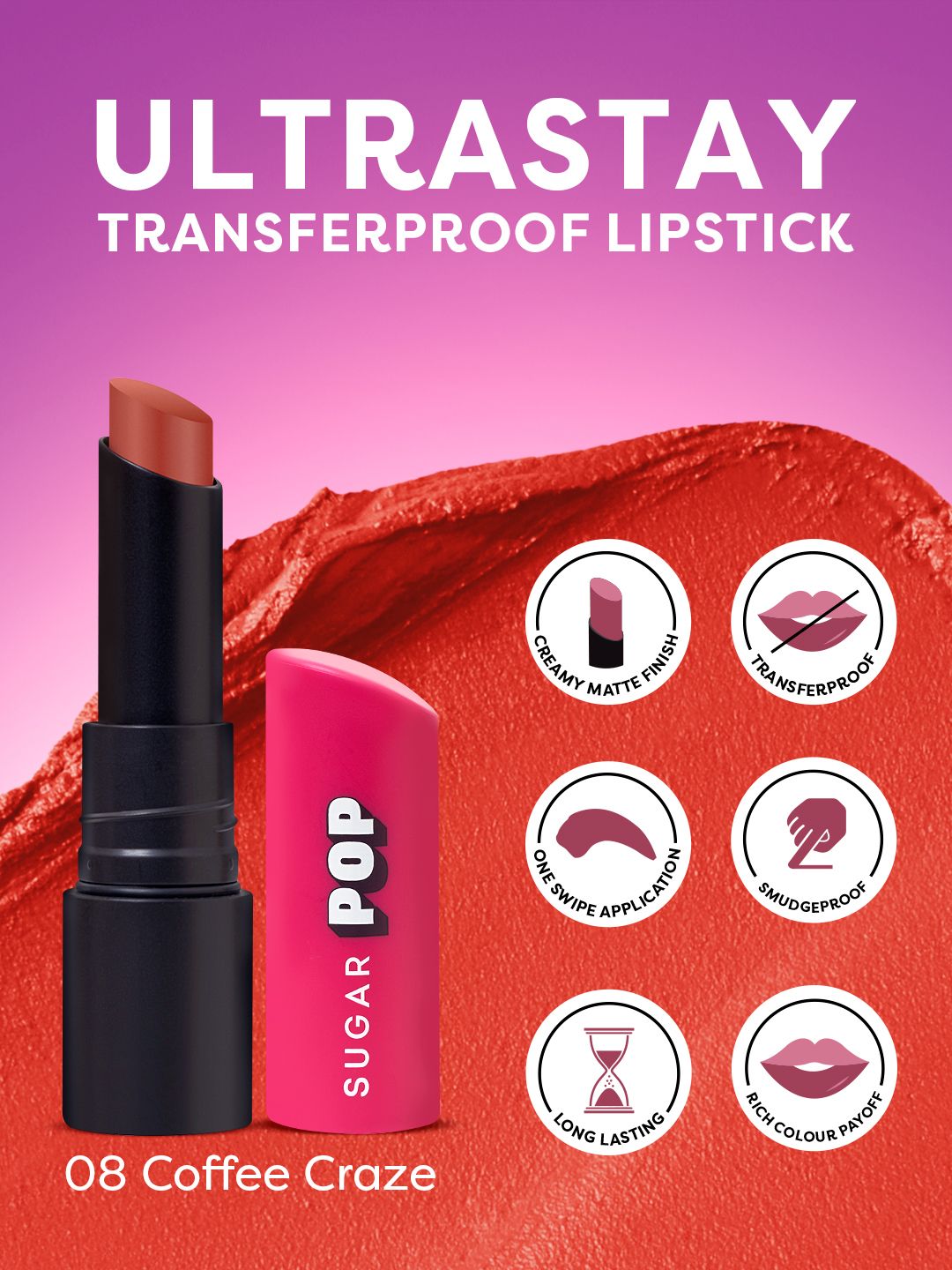 Ultrastay Transferproof Lipstick 08 Coffee Craze - Waterproof | Smudgeproof-image-22
