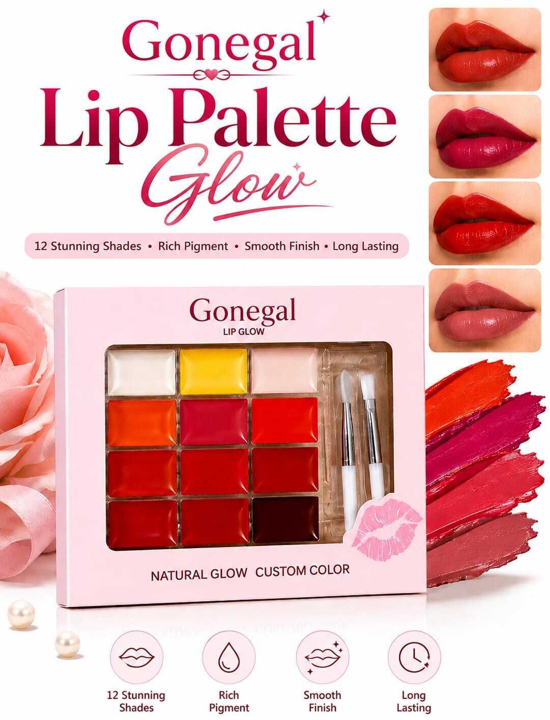12 Shade Lip Glow Palette For Lips Smooth & Creamy Long Lasting-image-24